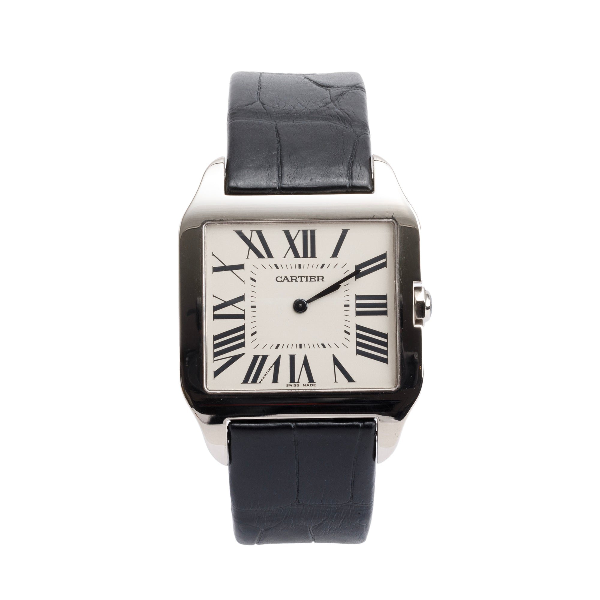 Cartier 18k White Gold Santos Dumont Watch 2651