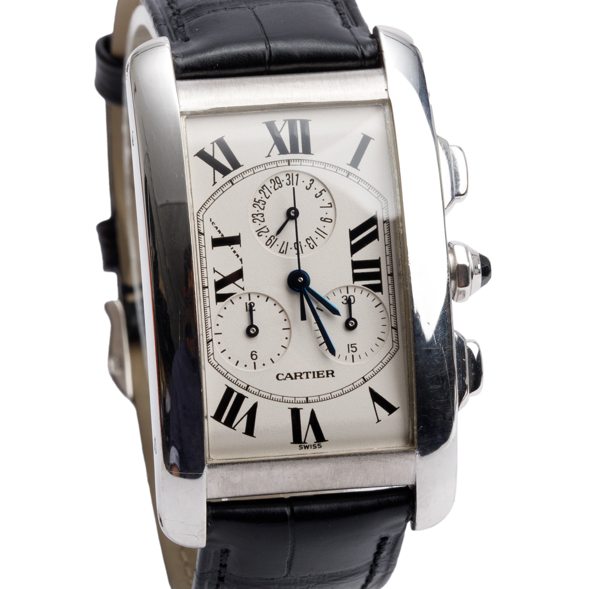 Cartier 18k White Gold Tank Americaine Chronoflex Watch 2312