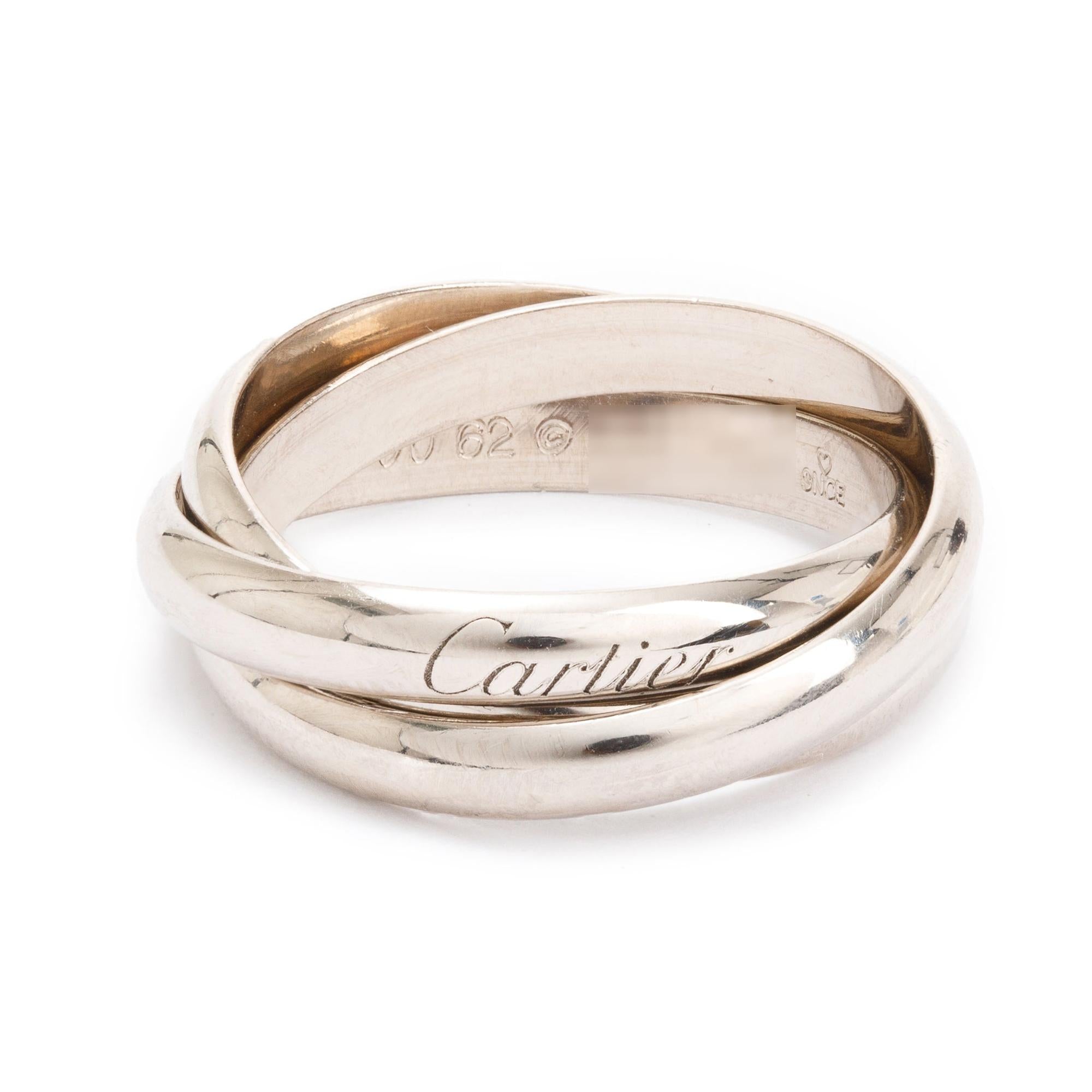 Cartier 18k White Gold Trinity Rolling Ring, Size 62 10