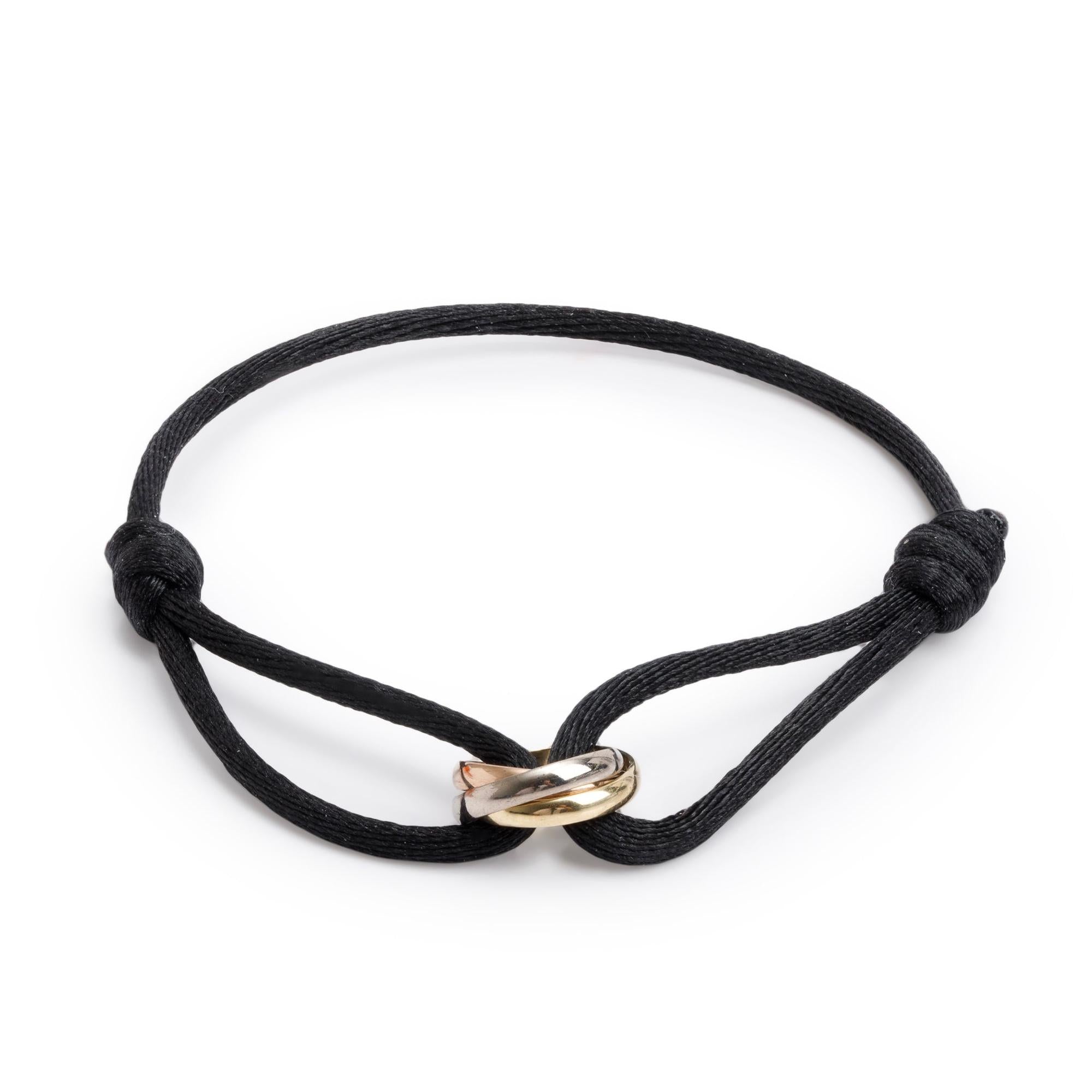 Cartier 18k White, Yellow & Rose Gold Trinity Cord Bracelet