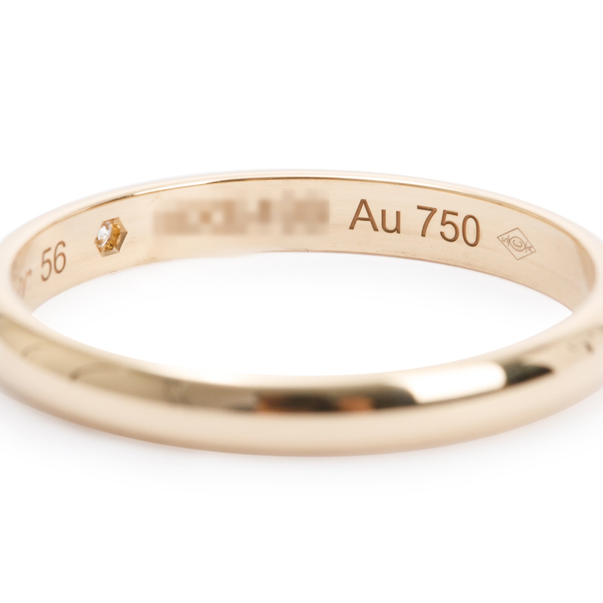 Cartier 18k Yellow Gold 2.6MM 1895 Diamond Wedding Band Ring, Size 56 7.5 w/ Box, Certificate & Receipt