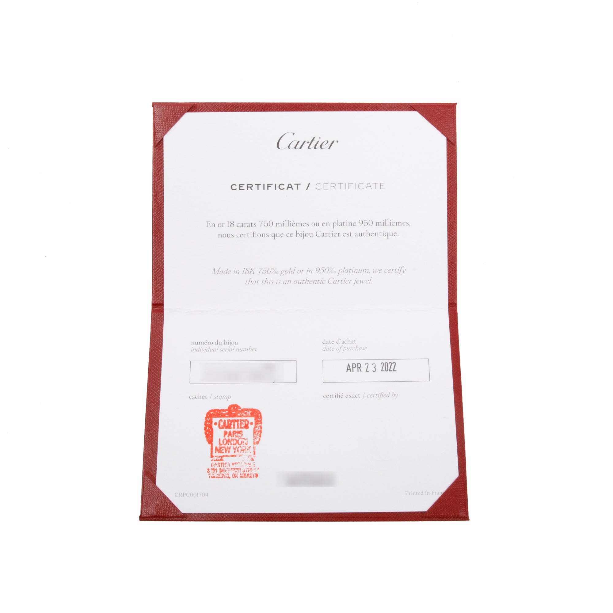 Cartier 18k Yellow Gold 2.6MM 1895 Diamond Wedding Band Ring, Size 56 7.5 w/ Box, Certificate & Receipt