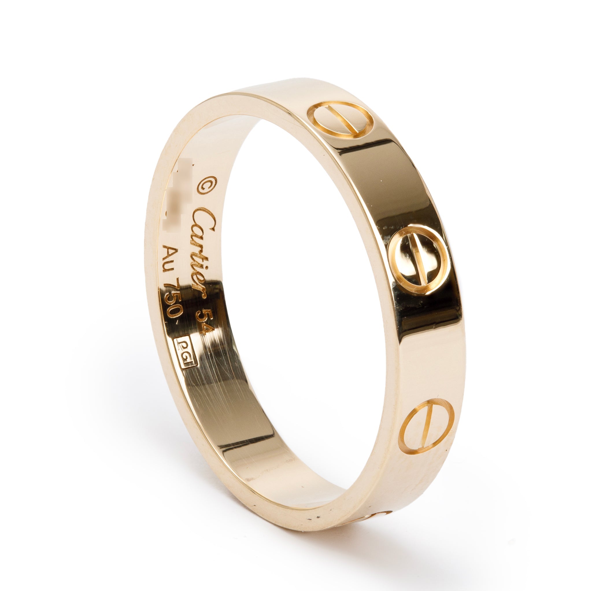 Cartier 18k Yellow Gold 3.6 mm Love Wedding Band Ring, Size 54 6.75