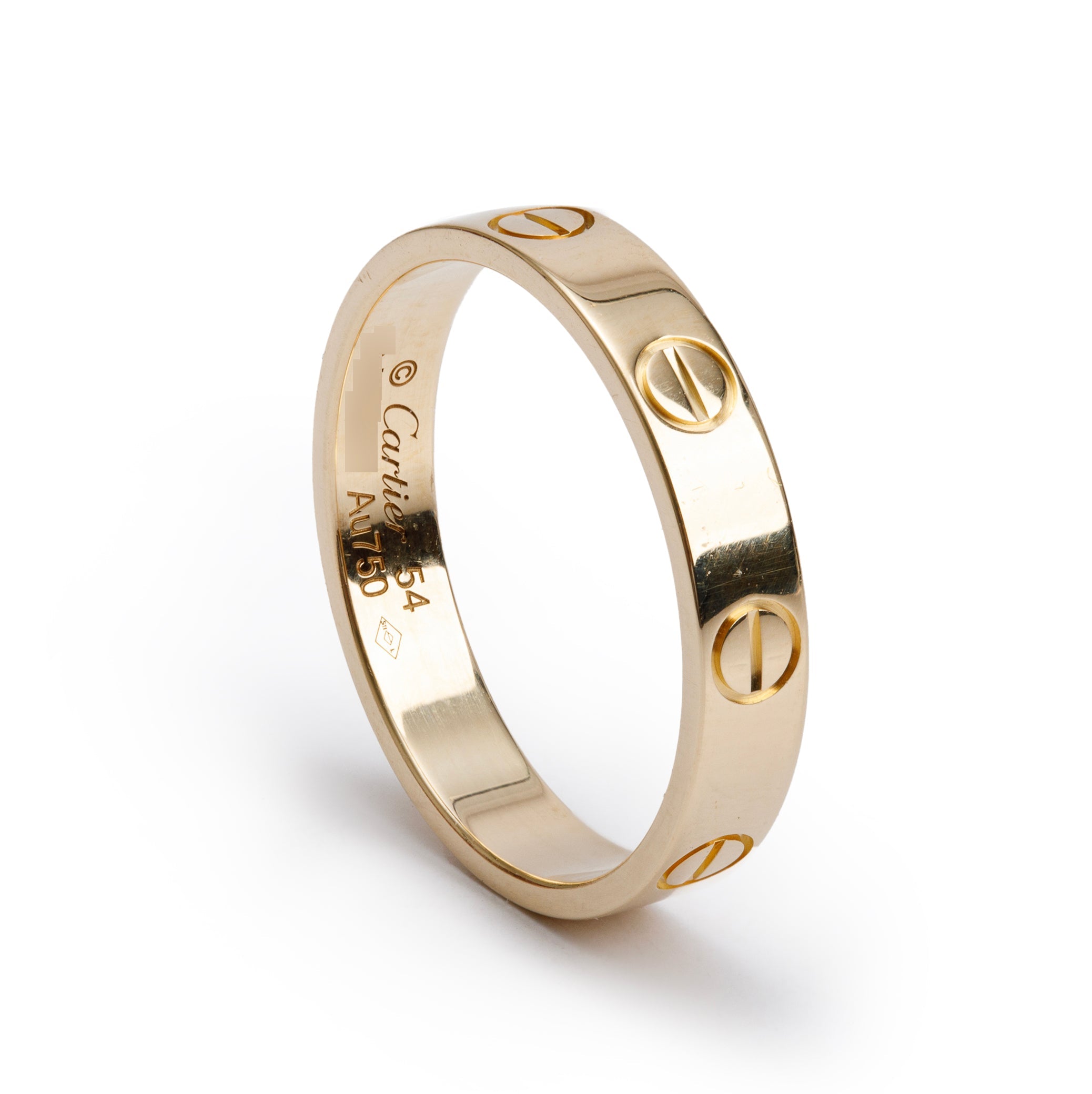Cartier 18k Yellow Gold 3.6 mm Love Wedding Band Ring, Size 54 7 w/ Box & Certificate
