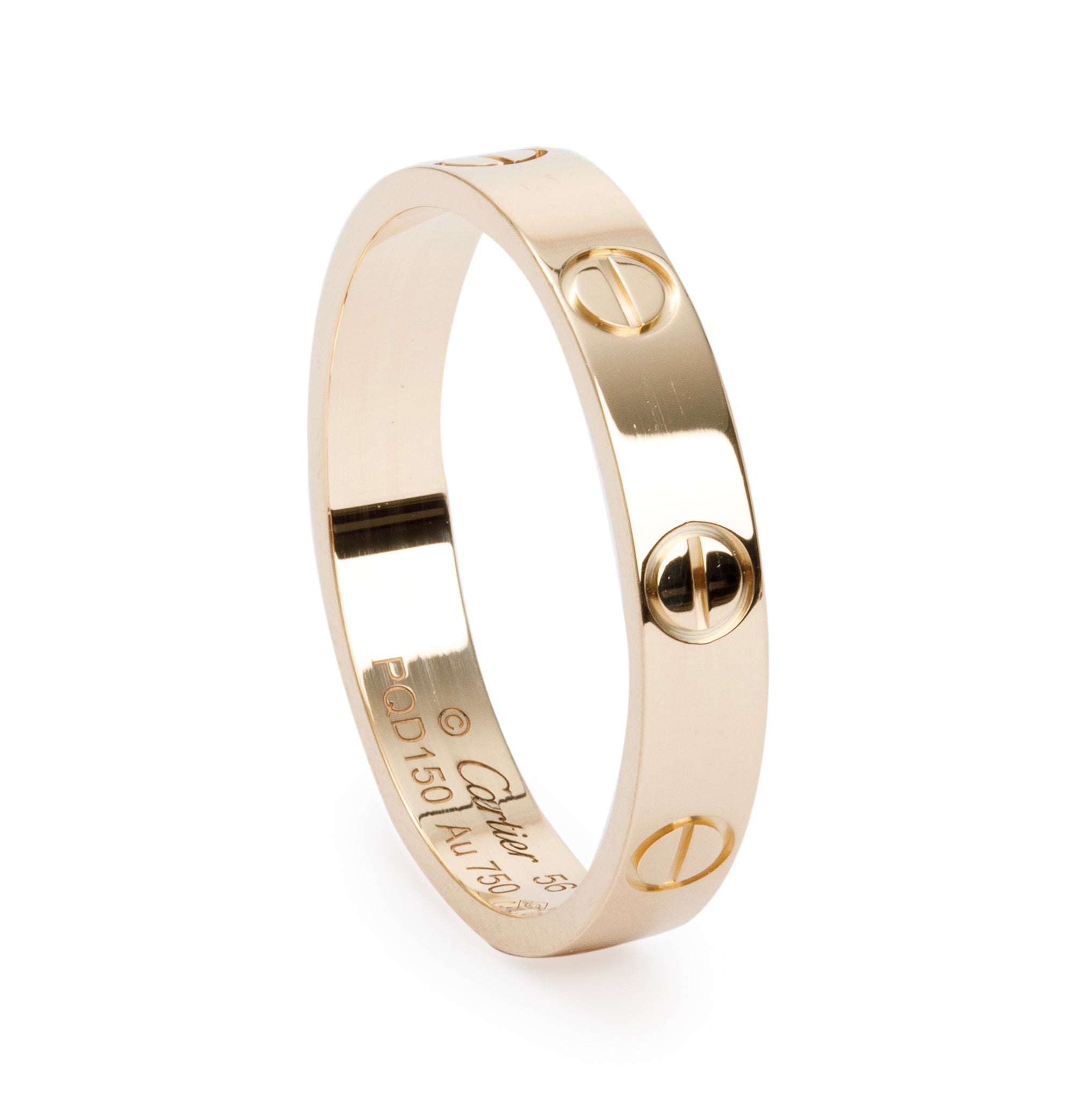 Cartier 18k Yellow Gold 3.6 mm Love Wedding Band Ring, Size 56 7.75 w/ Box & Certificate