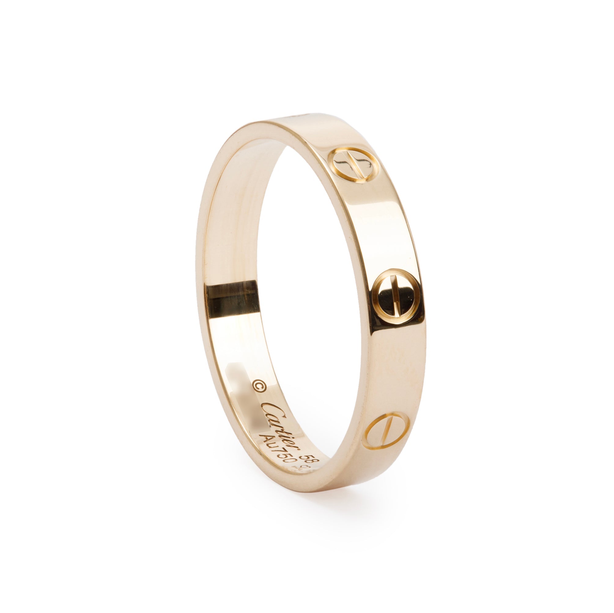 Cartier 18k Yellow Gold 3.6 mm Love Wedding Band Ring, Size 58 8.25 w/ Certificate