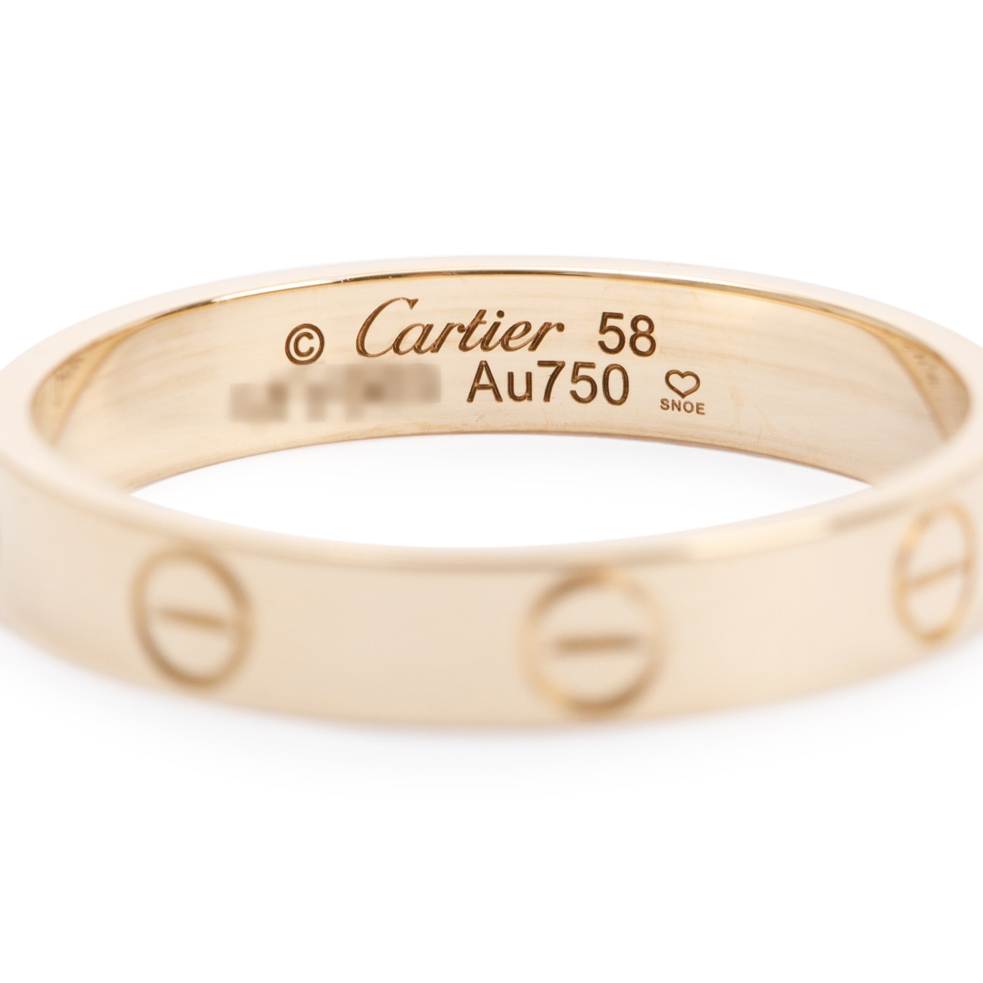 Cartier 18k Yellow Gold 3.6 mm Love Wedding Band Ring, Size 58 8.25 w/ Certificate