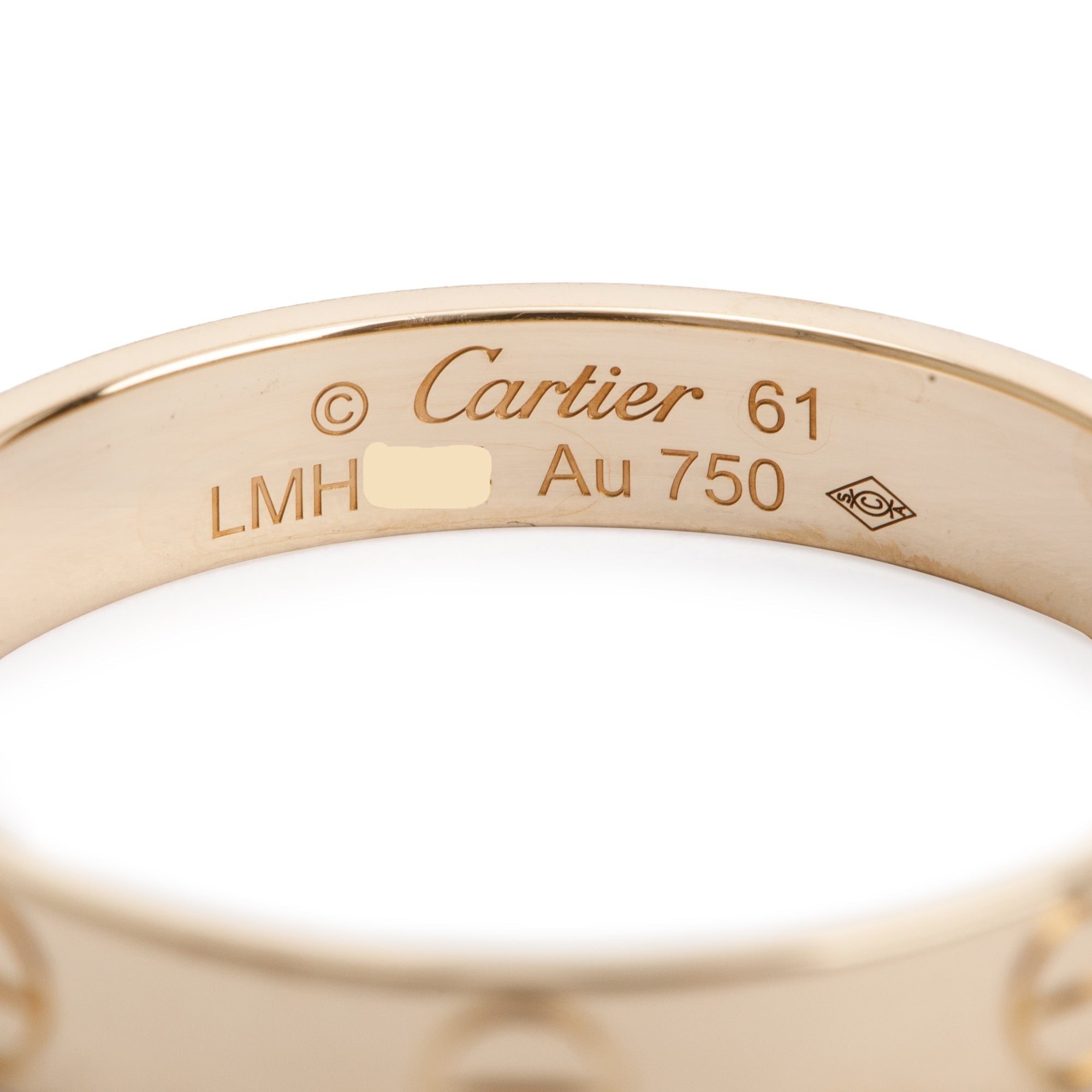Cartier 18k Yellow Gold 3.6 mm Love Wedding Band Ring, Size 61 9.5 w/ Box, Receipt & Certificate