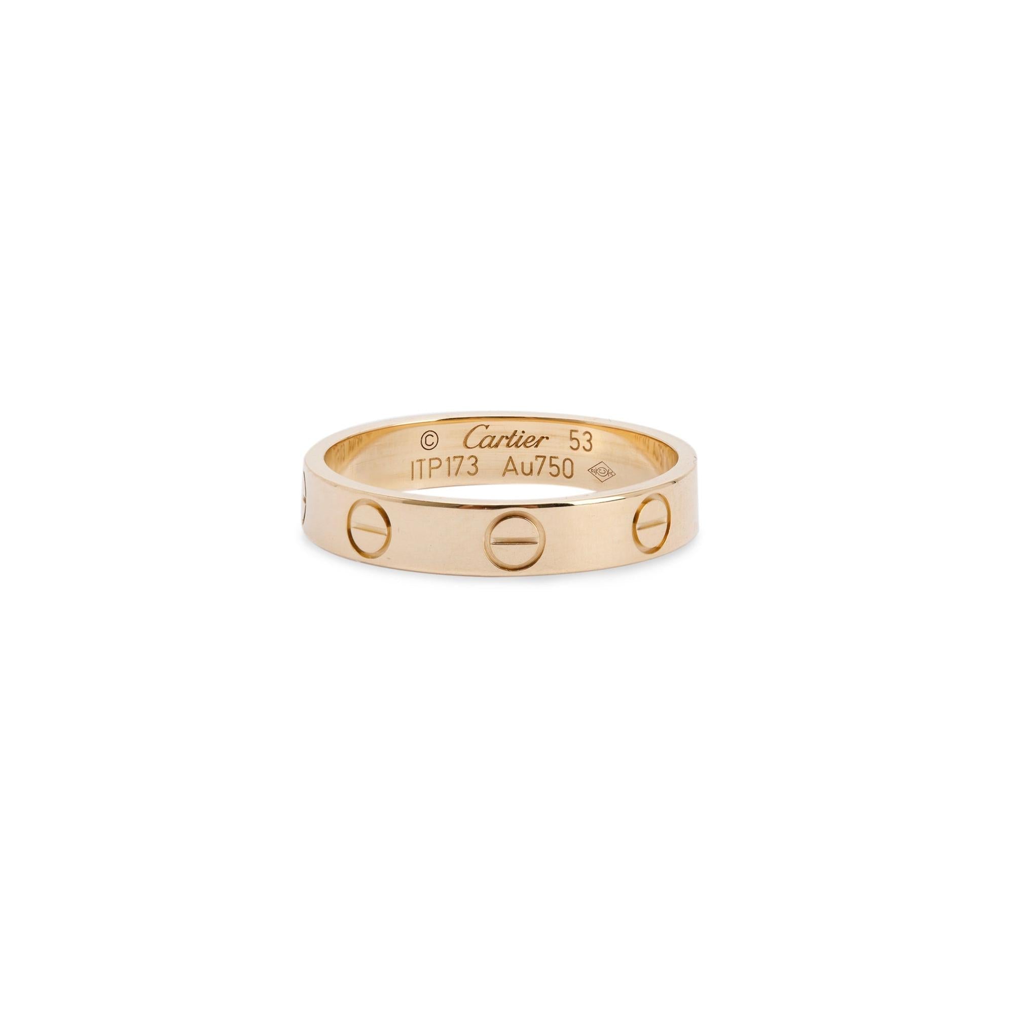 Cartier 18k Yellow Gold 3.6 mm Love Wedding Band Ring
