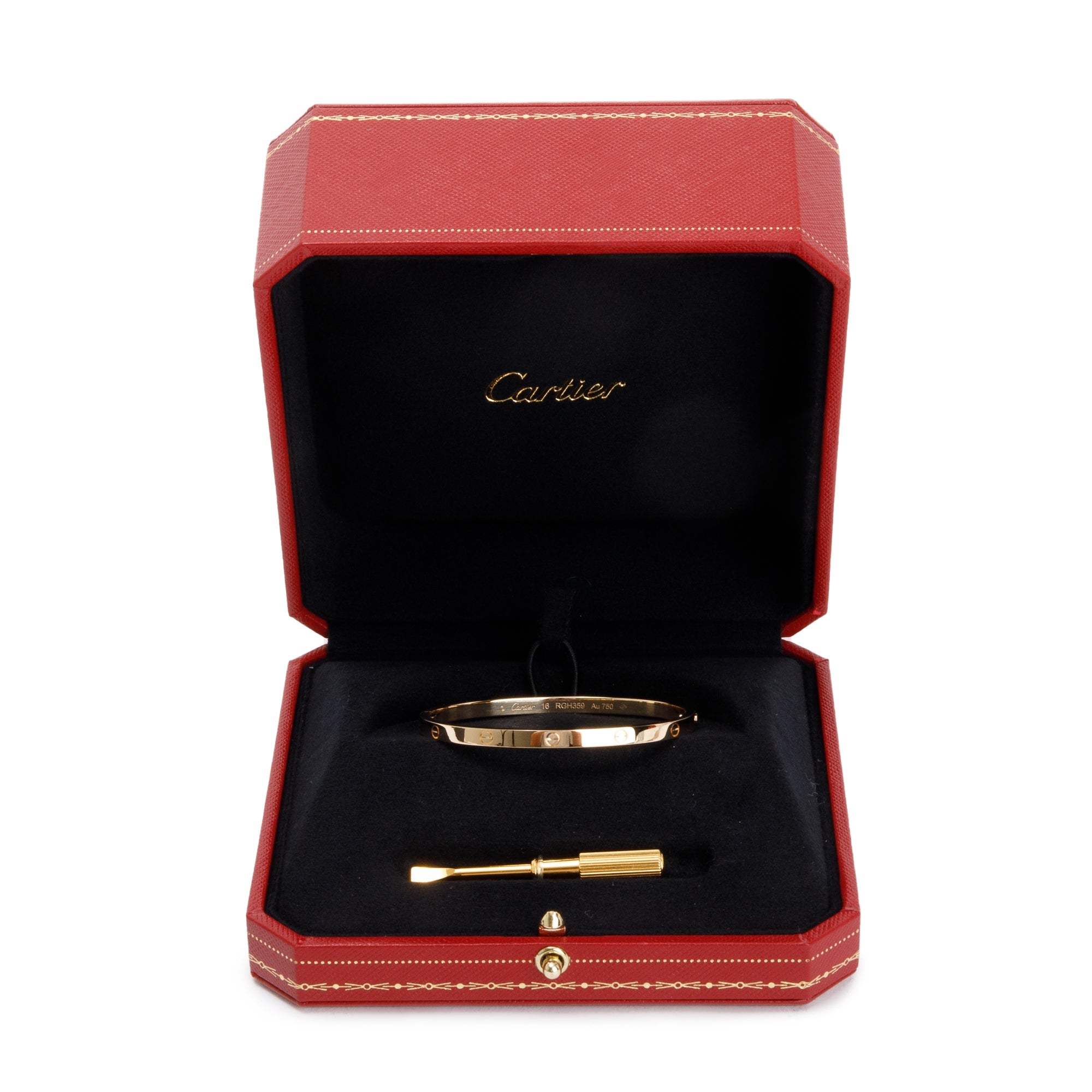 Cartier 18k Yellow Gold 3.65 MM Love Bracelet, Small Model, Size 16 w/ Box & Receipt