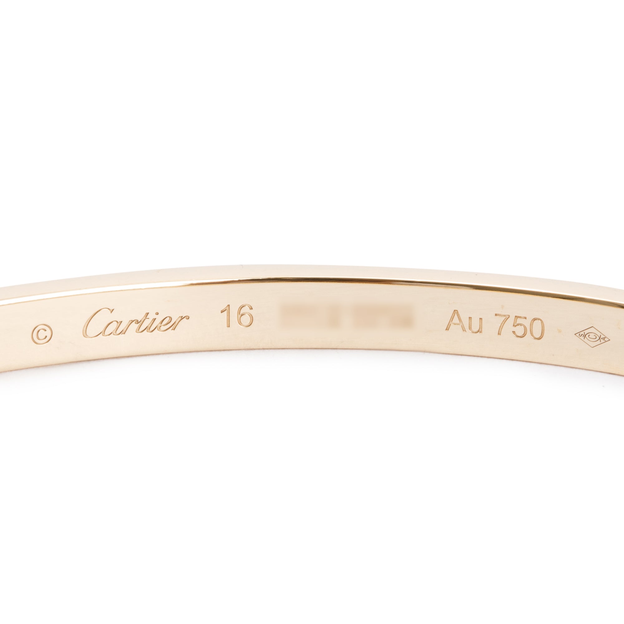 Cartier 18k Yellow Gold 3.65 MM Love Bracelet, Small Model, Size 16 w/ Box & Receipt