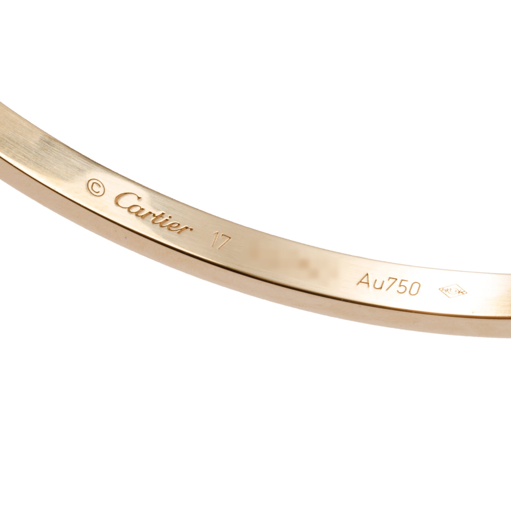 Cartier 18k Yellow Gold 3.65 MM Love Bracelet, Small Model, Size 17