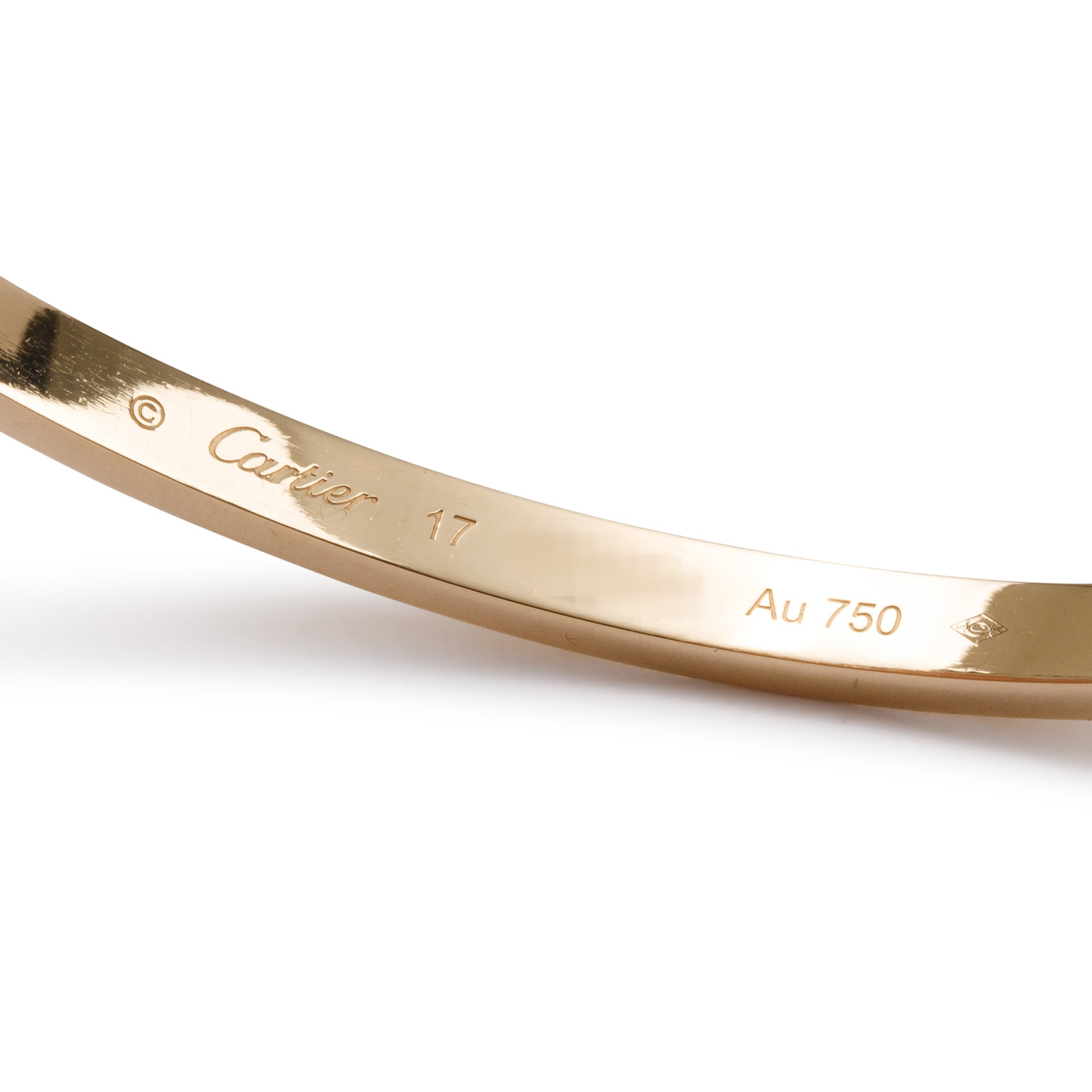 Cartier 18k Yellow Gold 3.65 MM Love Bracelet, Small Model, Size 17 w/ Box