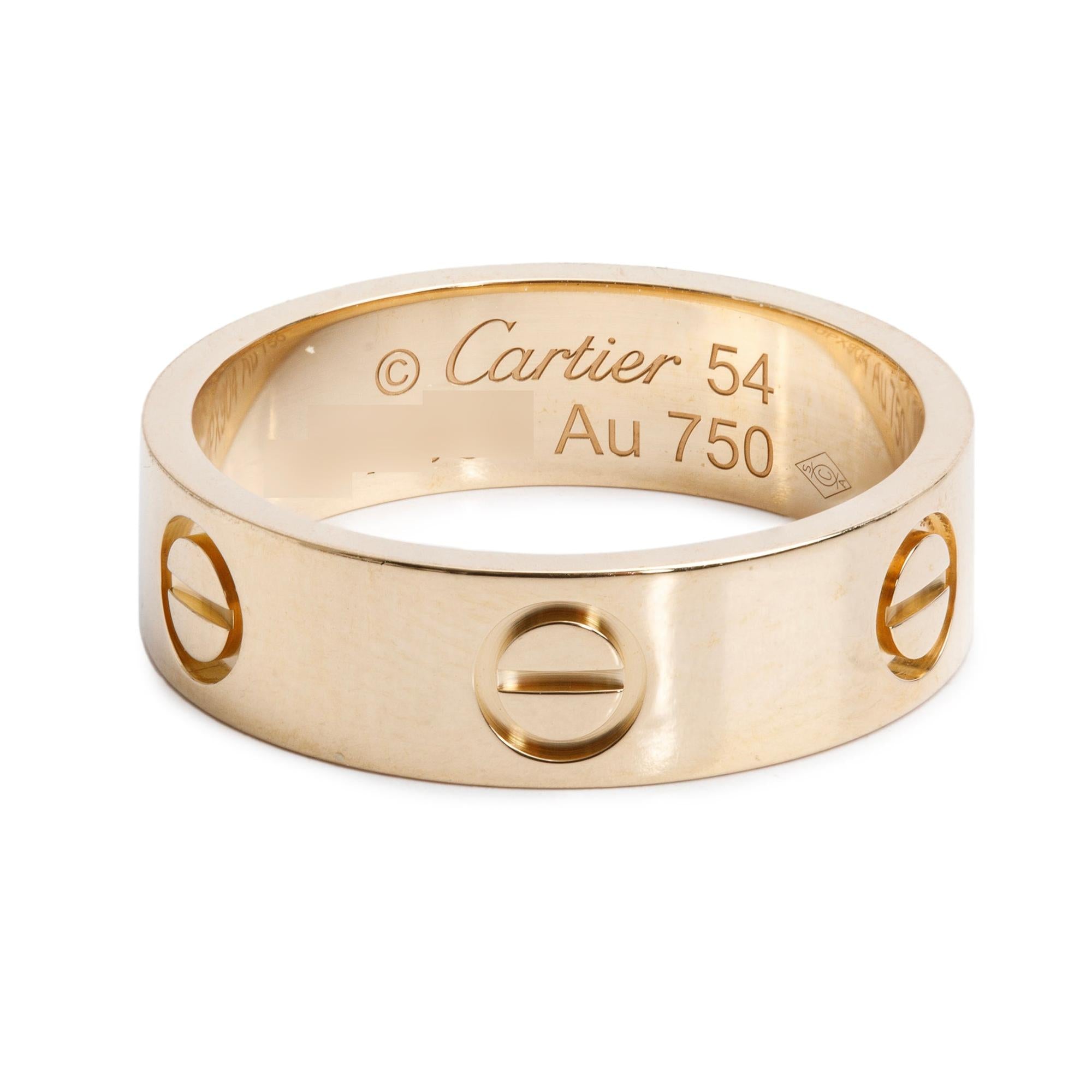 Cartier 18k Yellow Gold 5.5 MM Love Ring, Size 54 7
