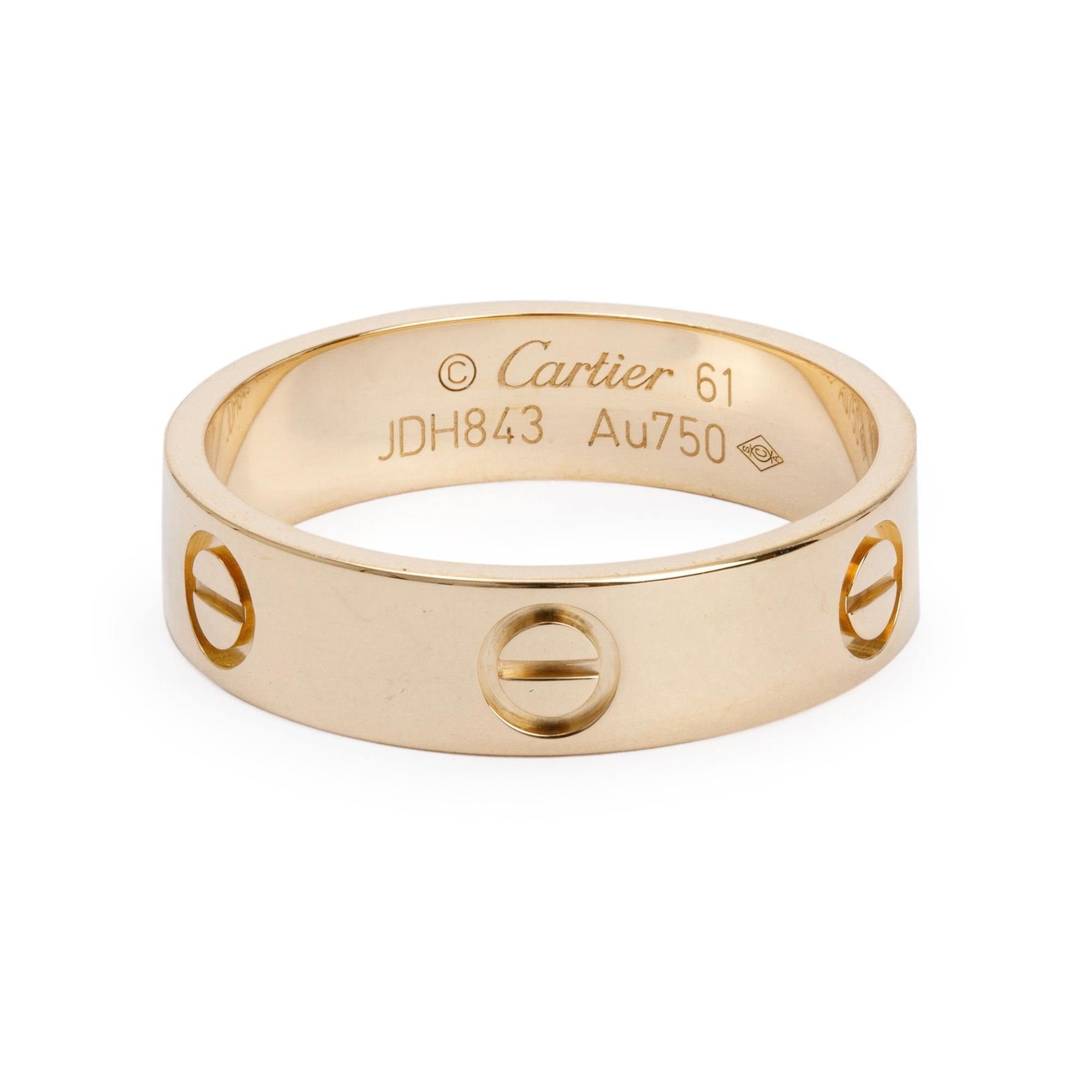 Cartier 18k Yellow Gold 5.5 MM Love Ring, Size 61 9.75 w/ Box