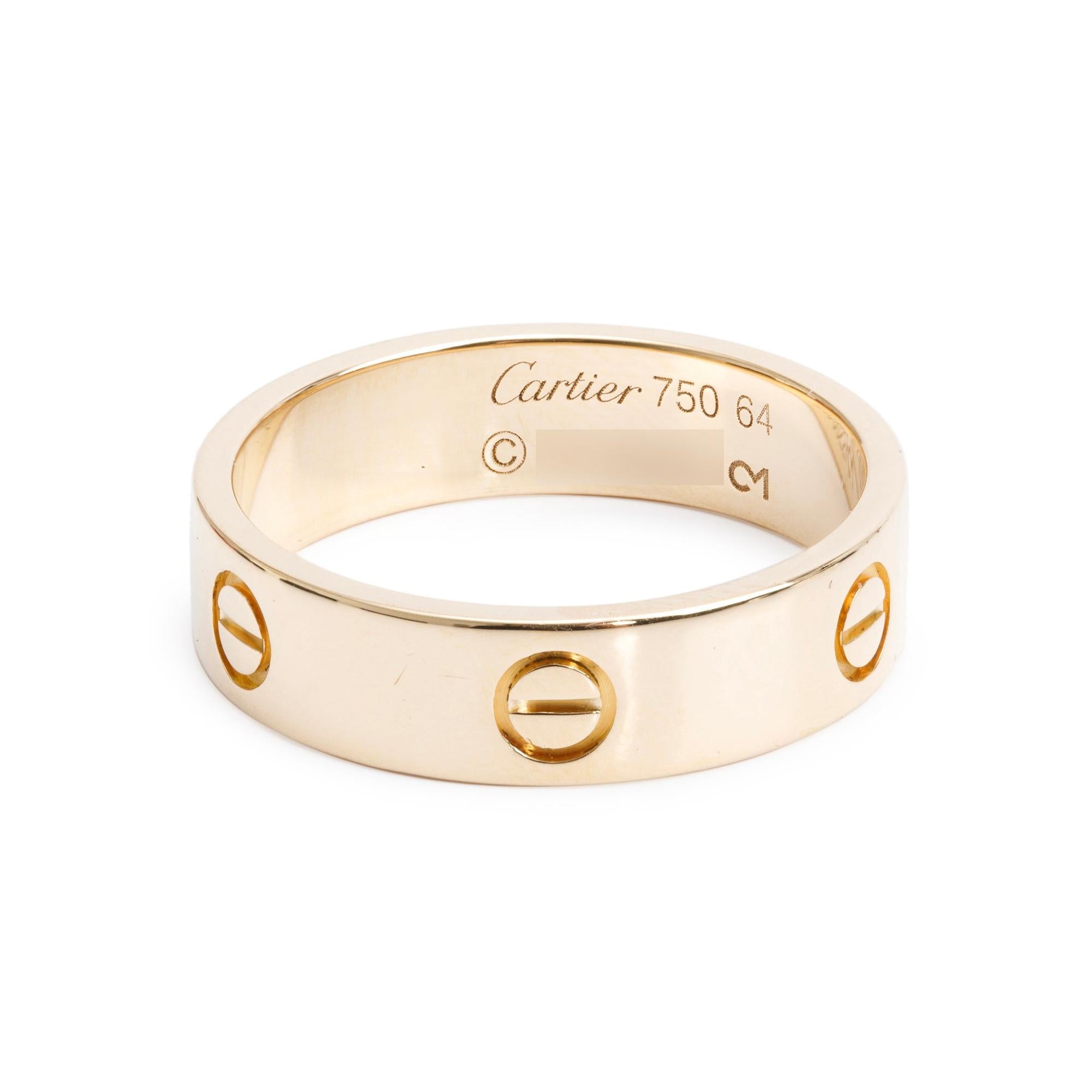Cartier 18k Yellow Gold 5.5 MM Love Ring, Size 64 10.75 w/ Box & Certificate