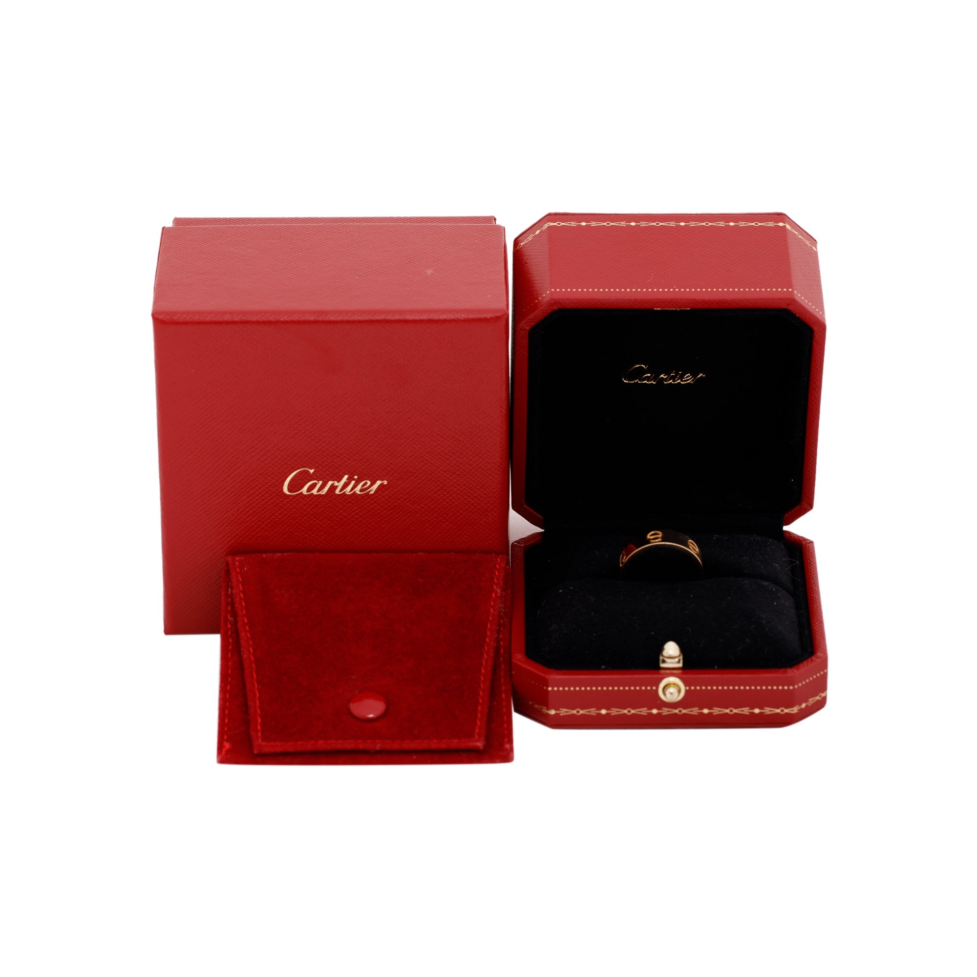 Cartier 18k Yellow Gold 5.5 MM Love Ring w/ Box, Certificate & Receipt
