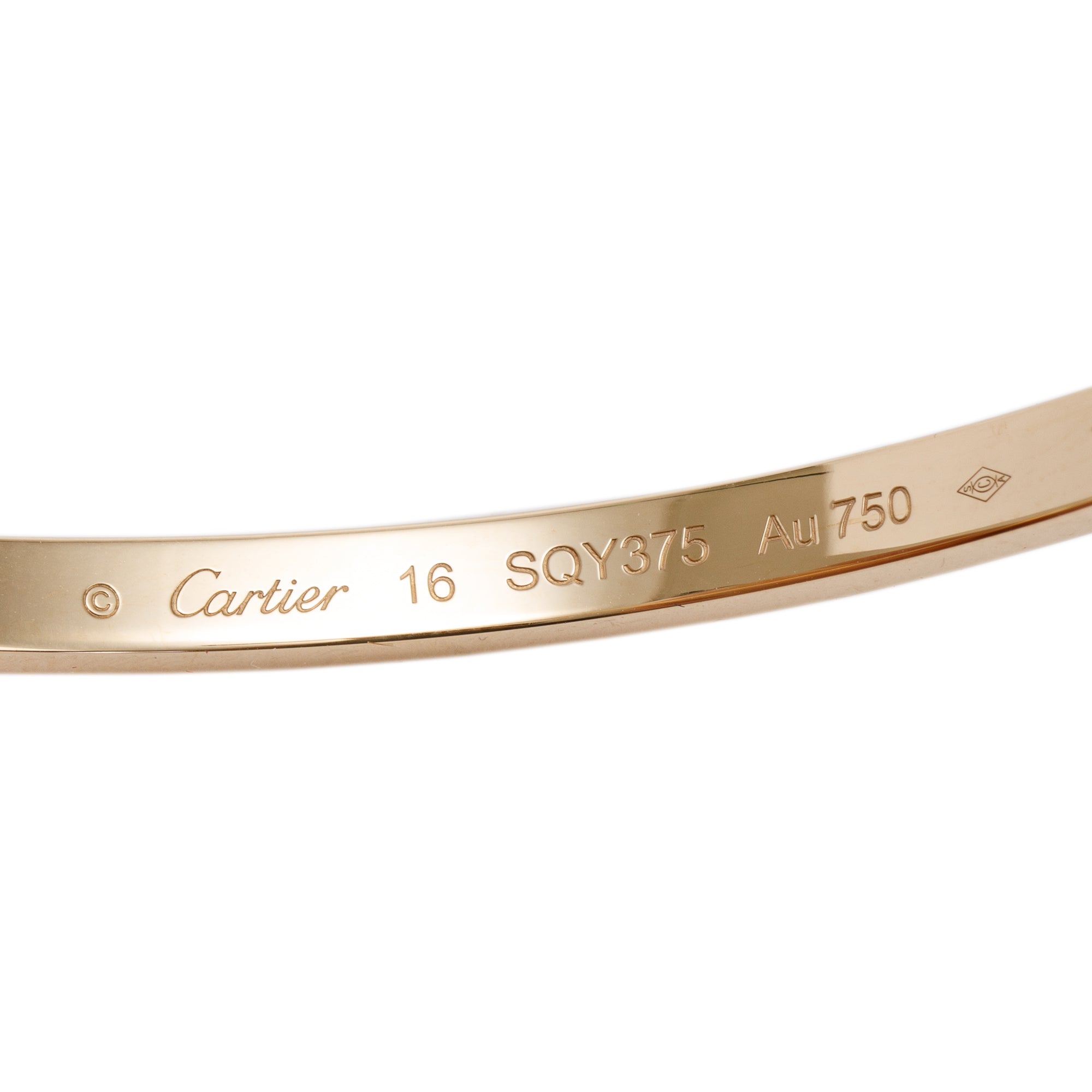 Cartier 18k Yellow Gold 6 Diamond Love Bracelet, Small Model w/ Box & Certificate