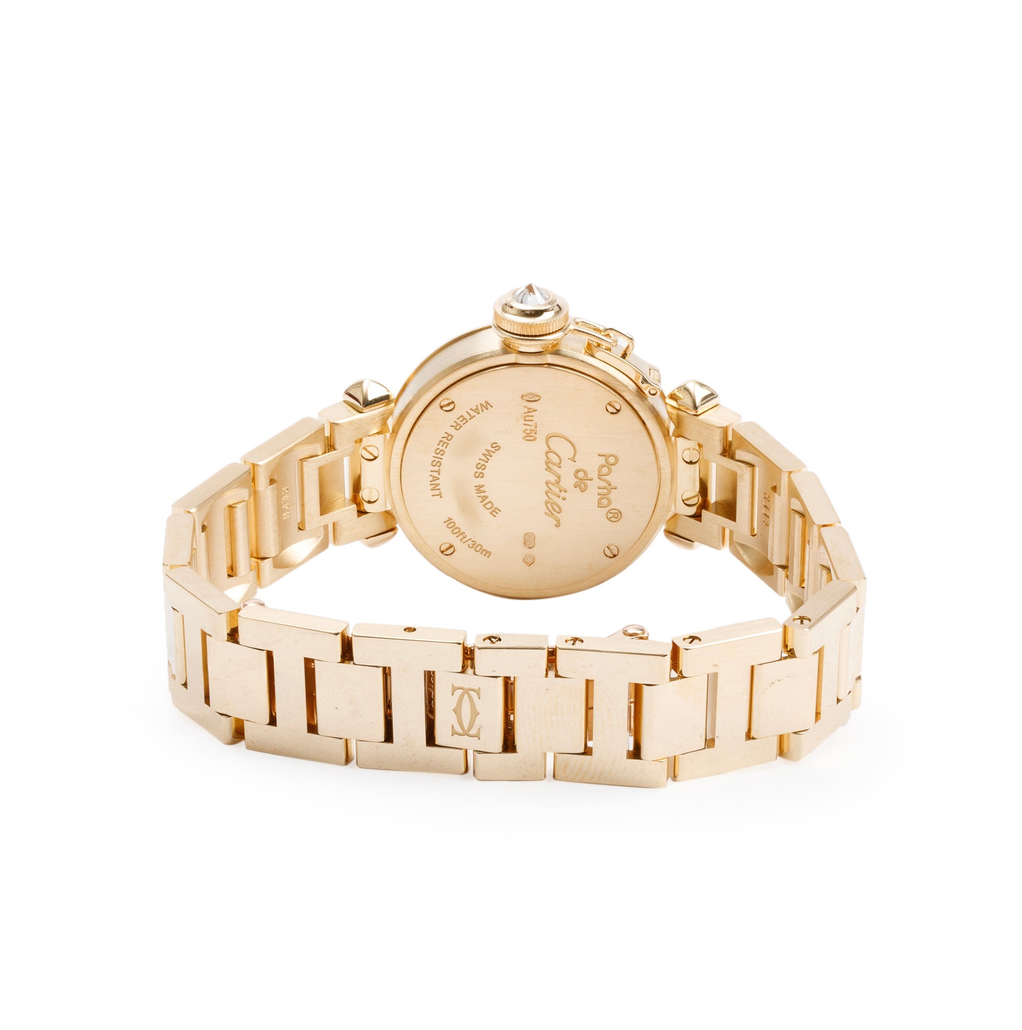 Cartier 18k Yellow Gold Diamond Bezel Mini Miss Pasha 27 MM Watch