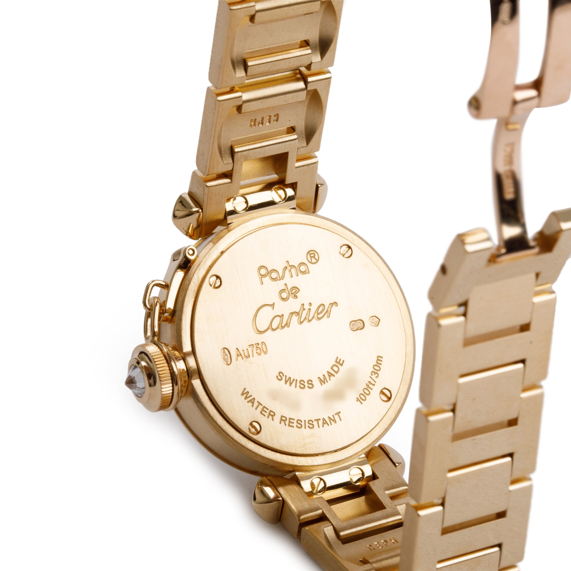 Cartier 18k Yellow Gold Diamond Bezel Mini Miss Pasha 27 MM Watch