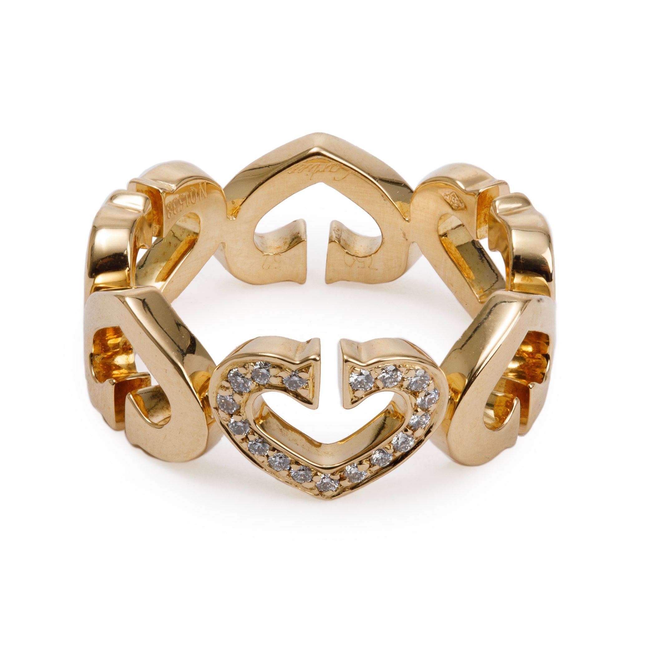 Cartier 18k Yellow Gold Diamond C Heart of Cartier Ring, Size 52 6