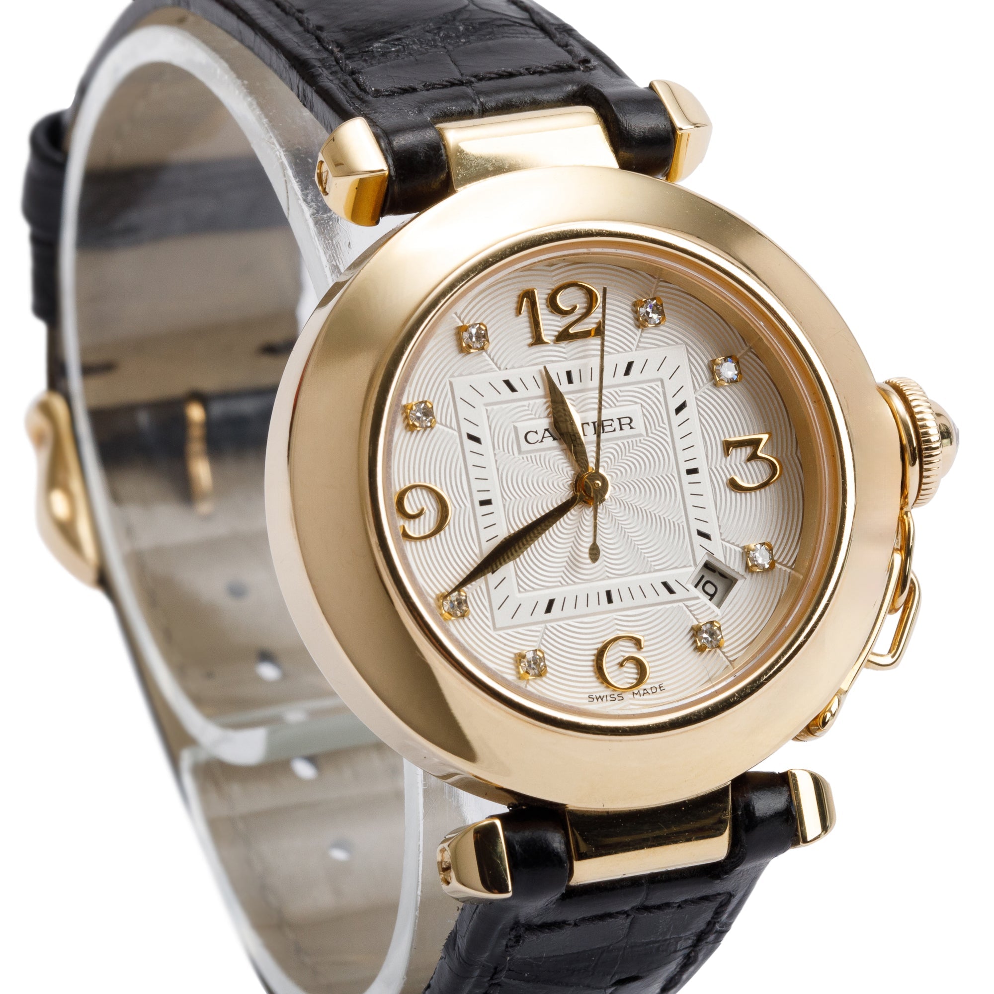 Cartier 18k Yellow Gold Diamond Dial Pasha de Cartier 32 MM Automatic Watch