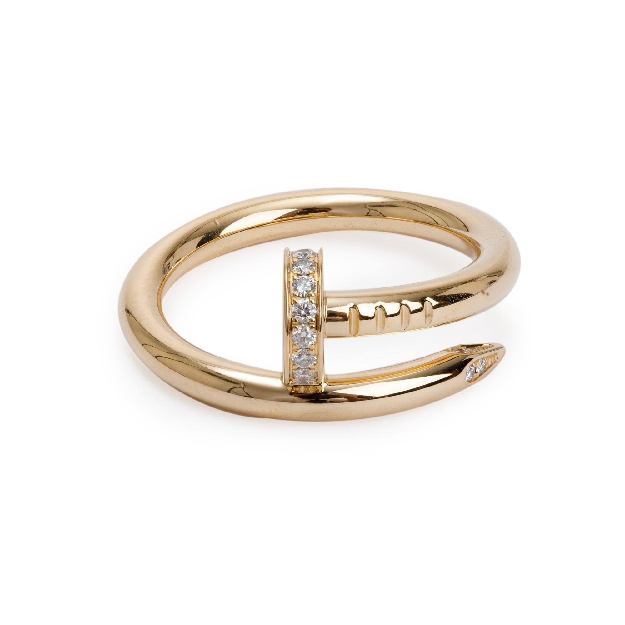 Cartier 18k Yellow Gold Diamond Juste Un Clou Ring, Size 53 6.25
