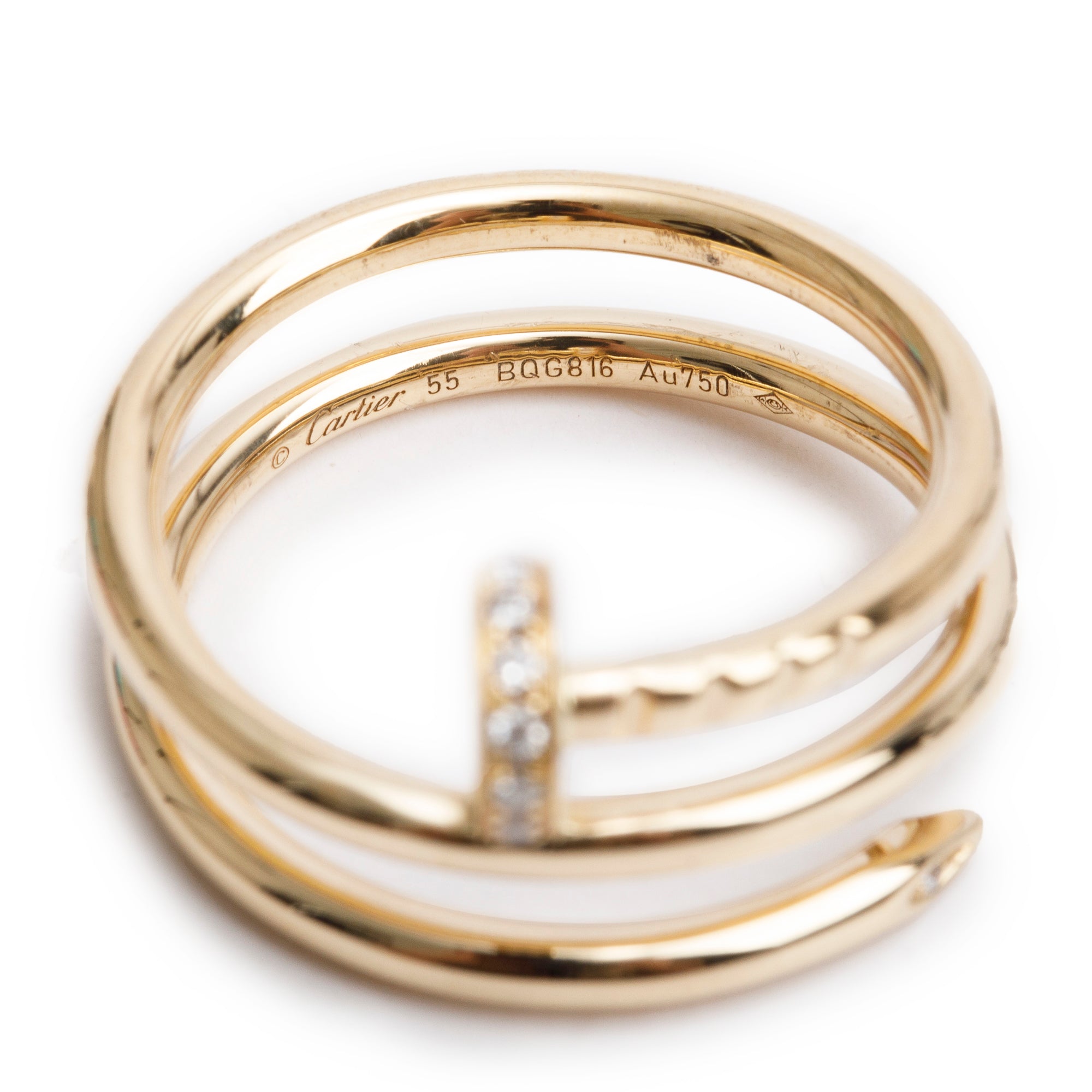 Cartier 18k Yellow Gold Diamond Juste Un Clou Ring, Size 55 7.25