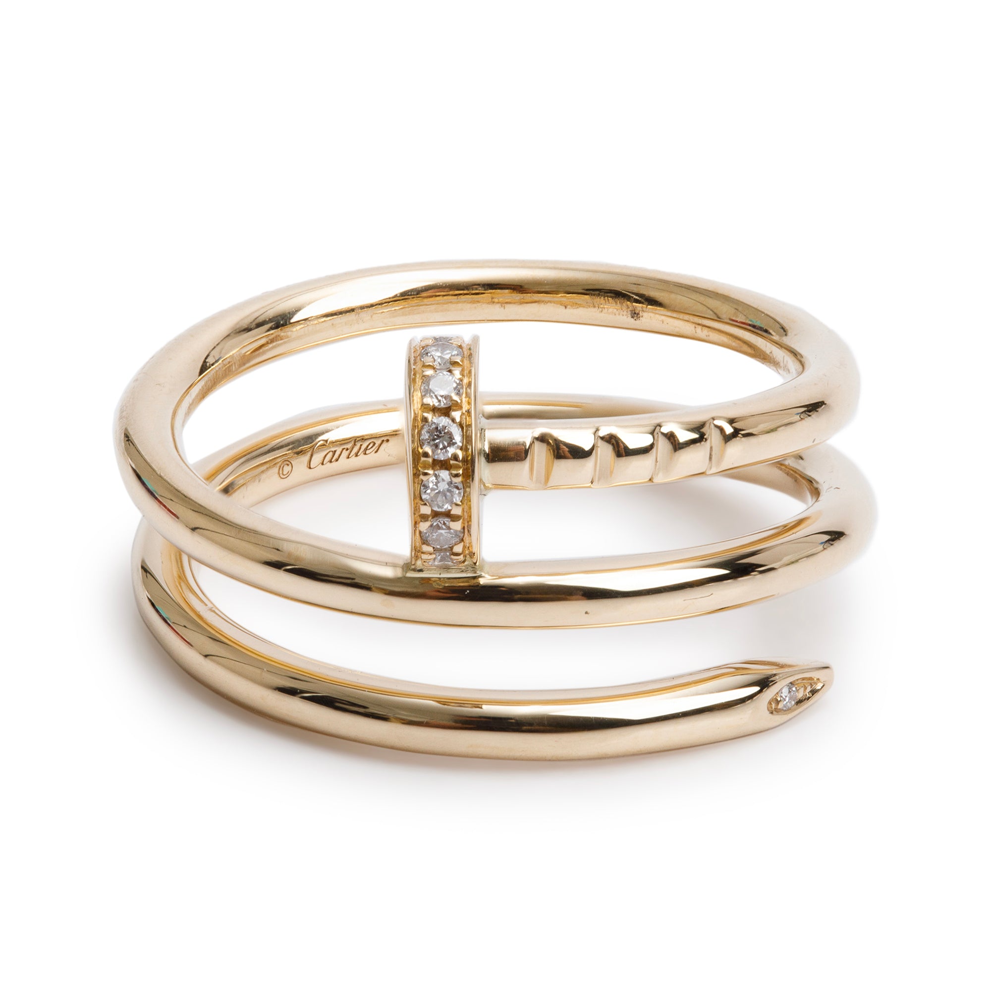 Cartier 18k Yellow Gold Diamond Juste Un Clou Ring, Size 55 7.25