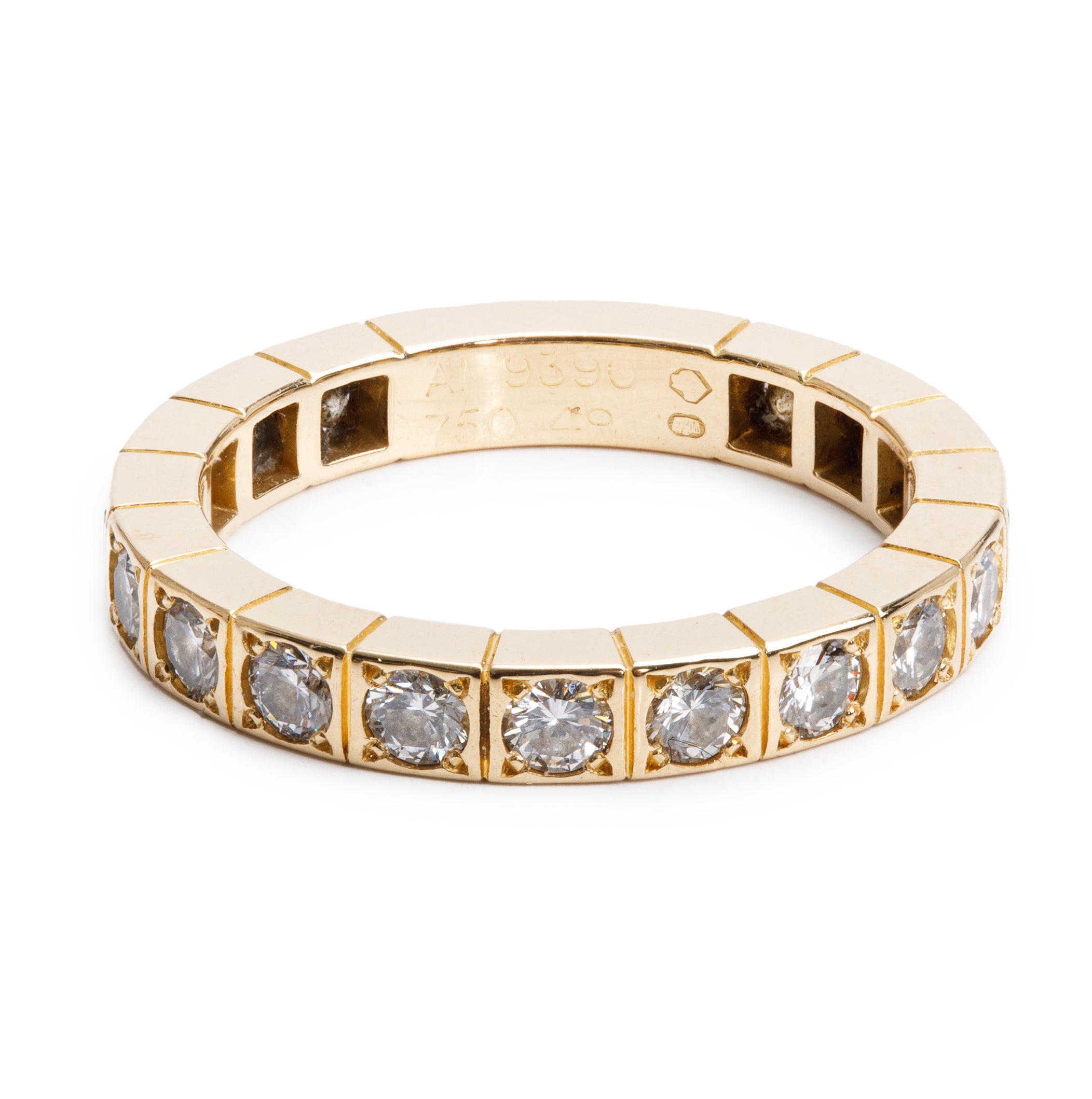 Cartier 18k Yellow Gold Diamond Lanières Ring, Size 49 4.5 w/ Box