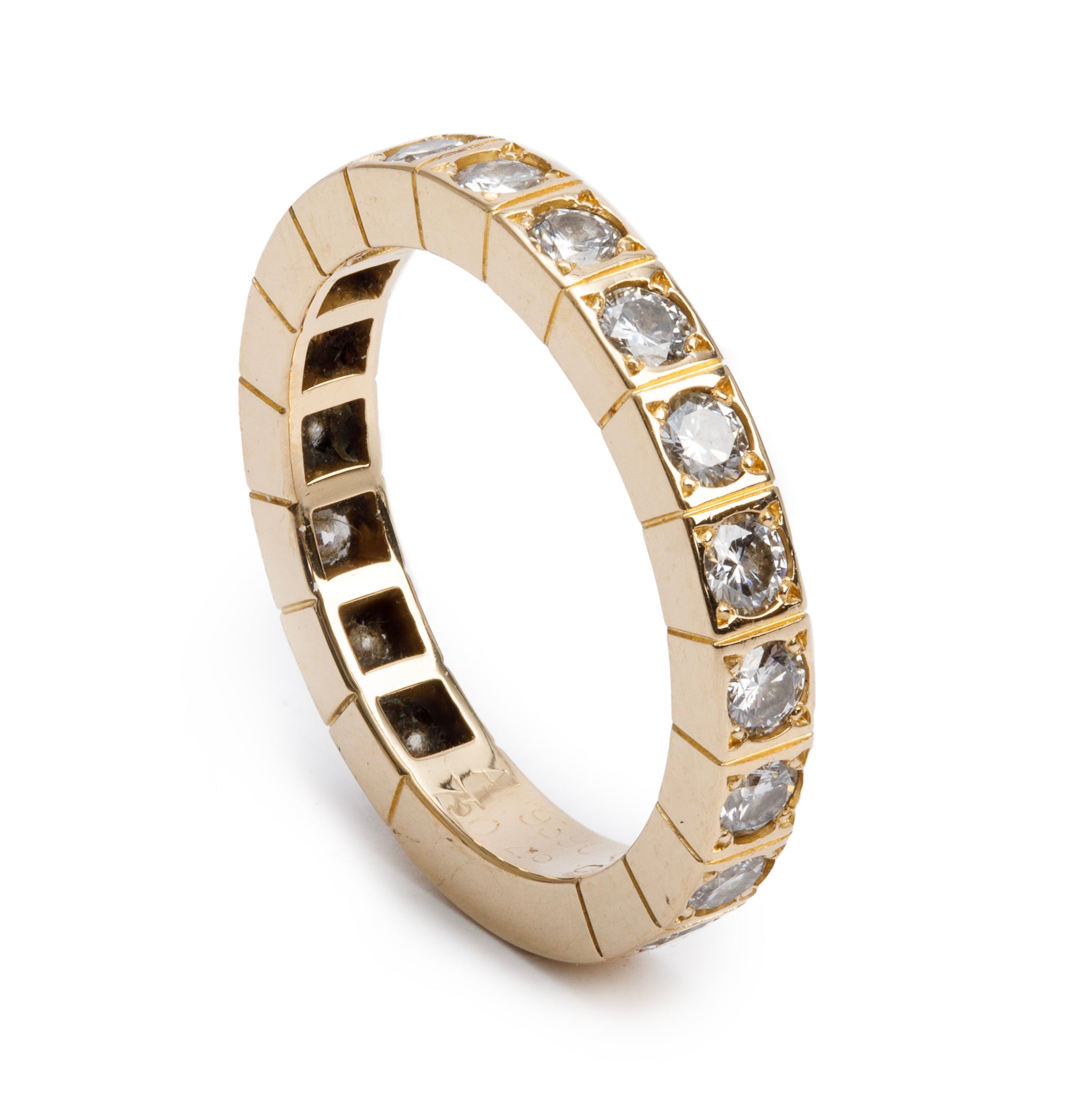 Cartier 18k Yellow Gold Diamond Lanières Ring, Size 49 4.5 w/ Box