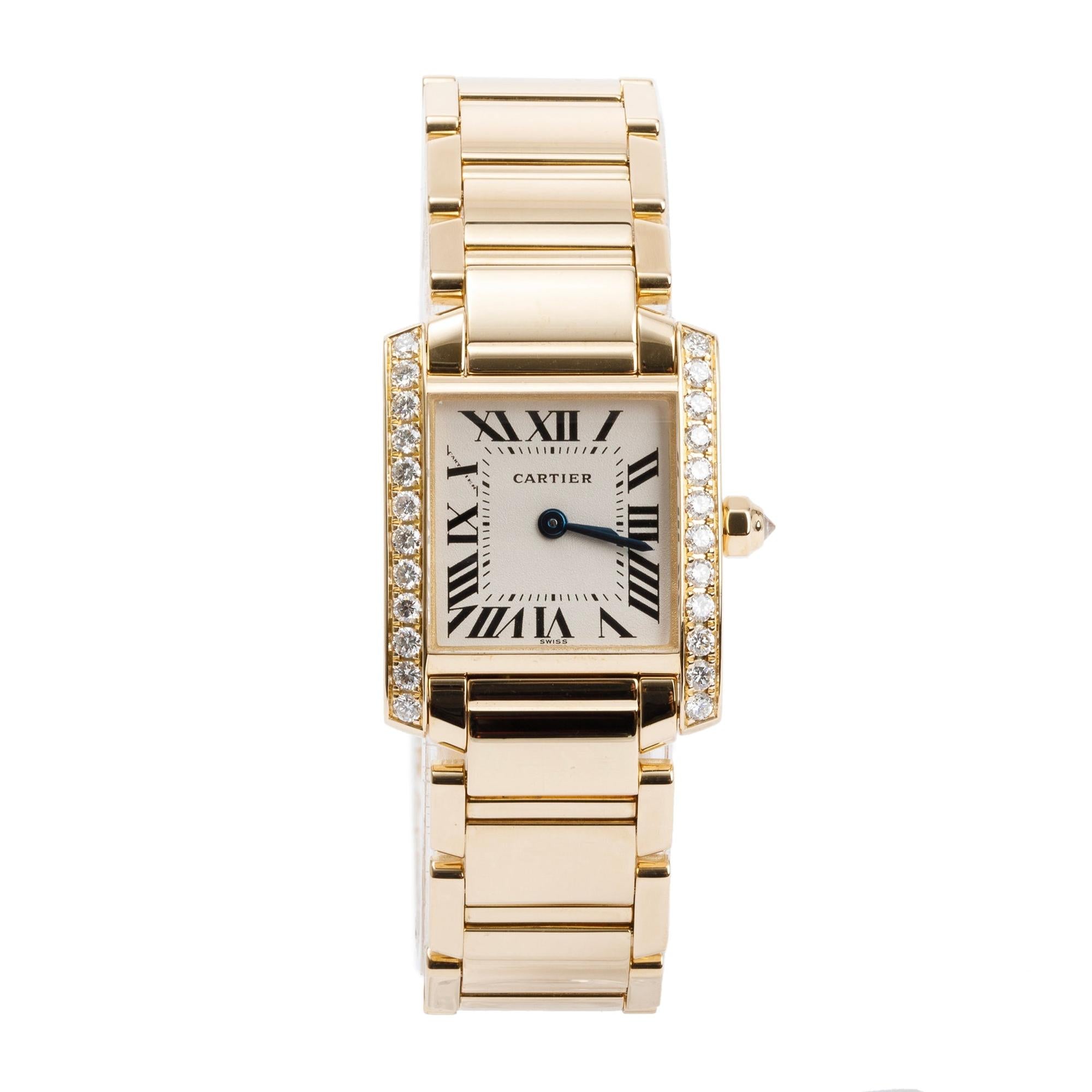 Cartier 18k Yellow Gold & Diamond Tank Francaise Watch