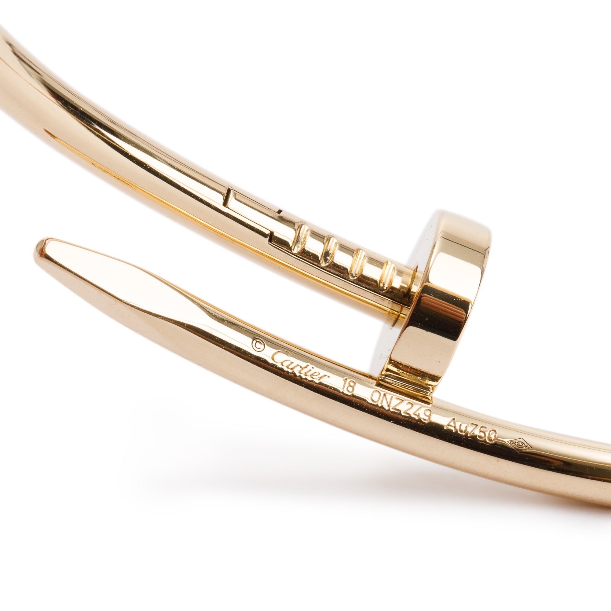 Cartier 18k Yellow Gold Juste Un Clou Bracelet, Size 18 w/ Box & Receipt