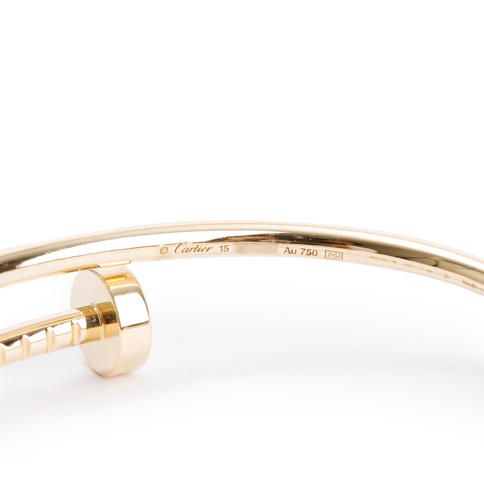 Cartier 18k Yellow Gold Juste Un Clou Bracelet, Small Model, Size 15 w/ Box & Receipt