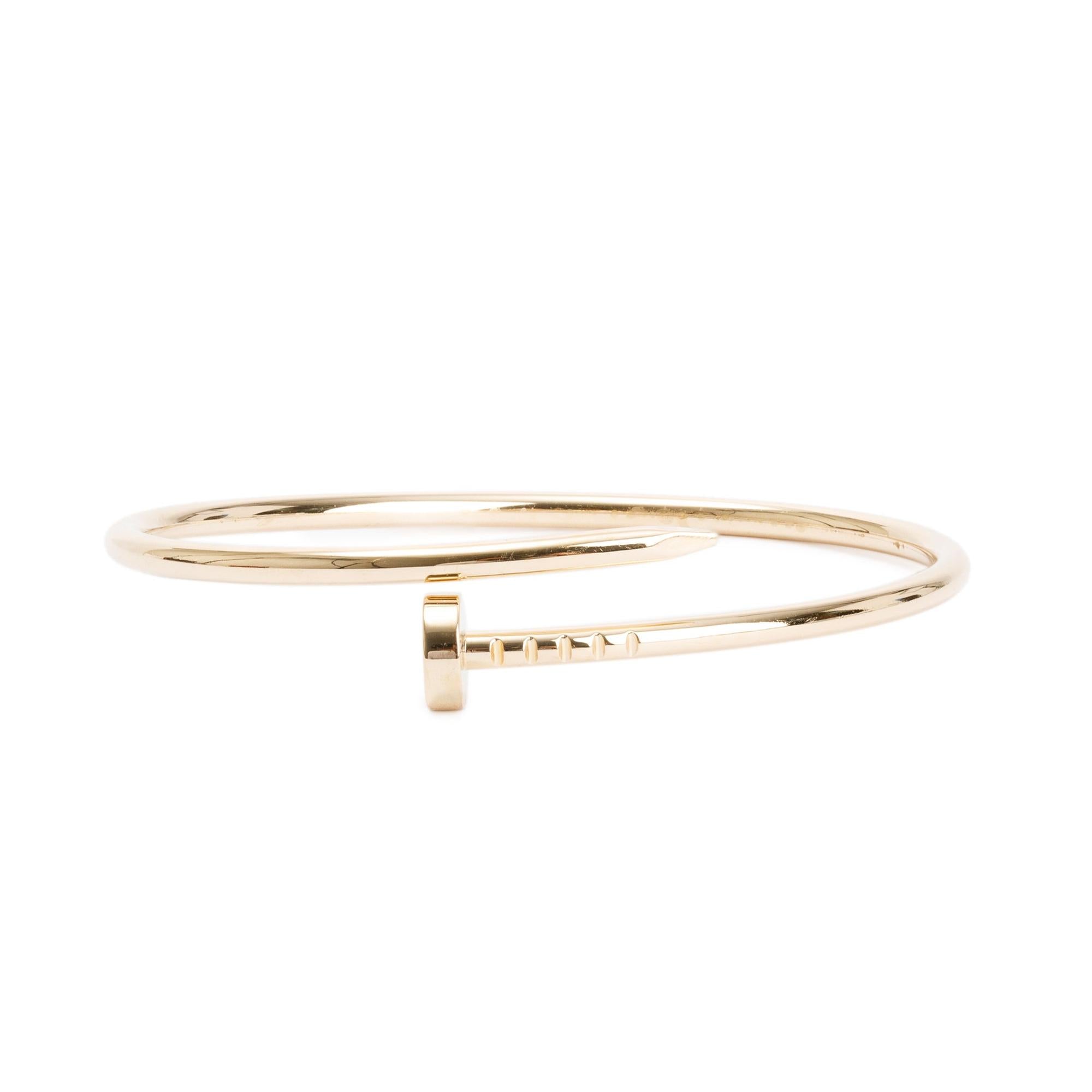 Cartier 18k Yellow Gold Juste Un Clou Bracelet, Small Model, Size 15 w/ Box & Receipt