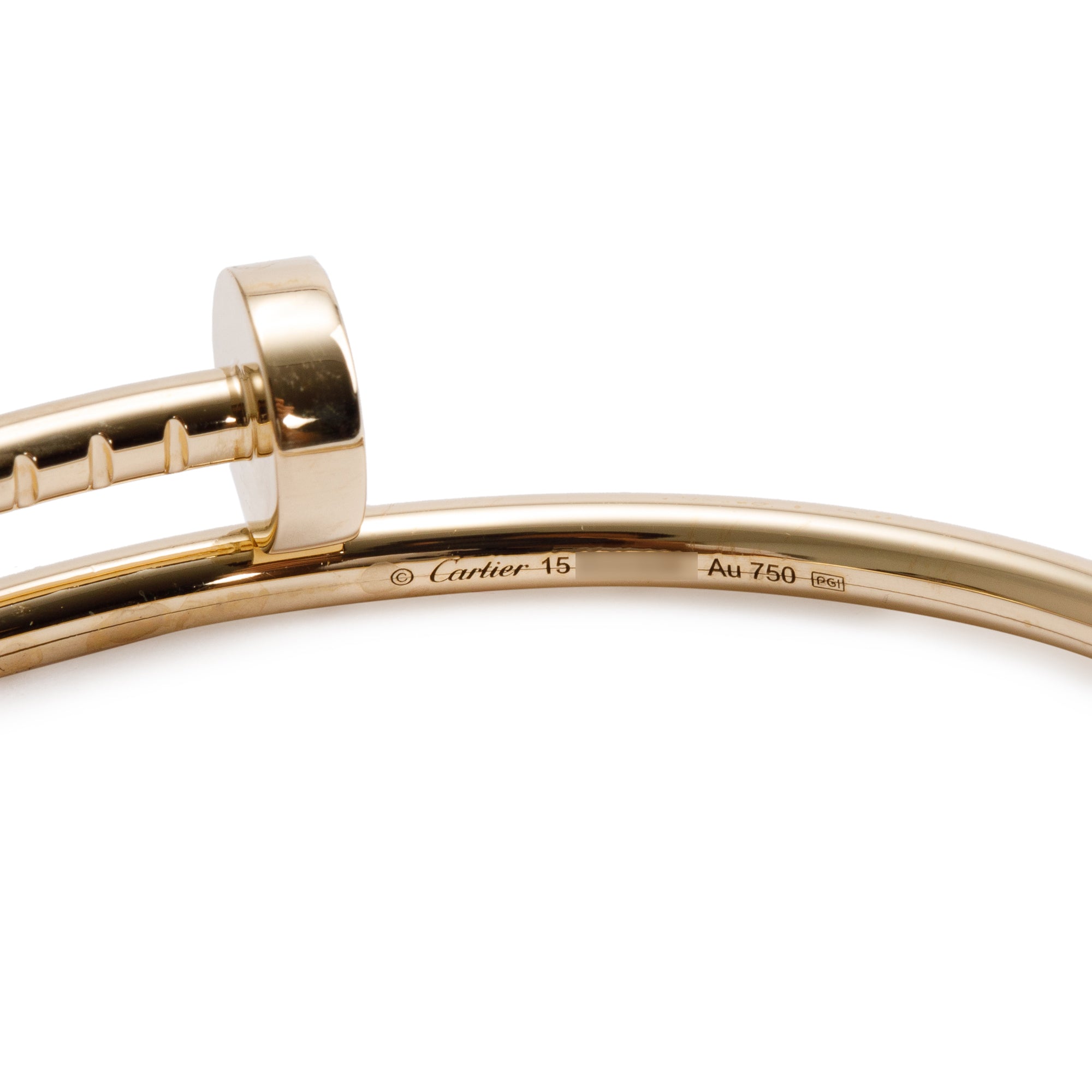 Cartier 18k Yellow Gold Juste Un Clou Bracelet, Small Model, Size 15 w/ Pouch, Certificate & Receipt