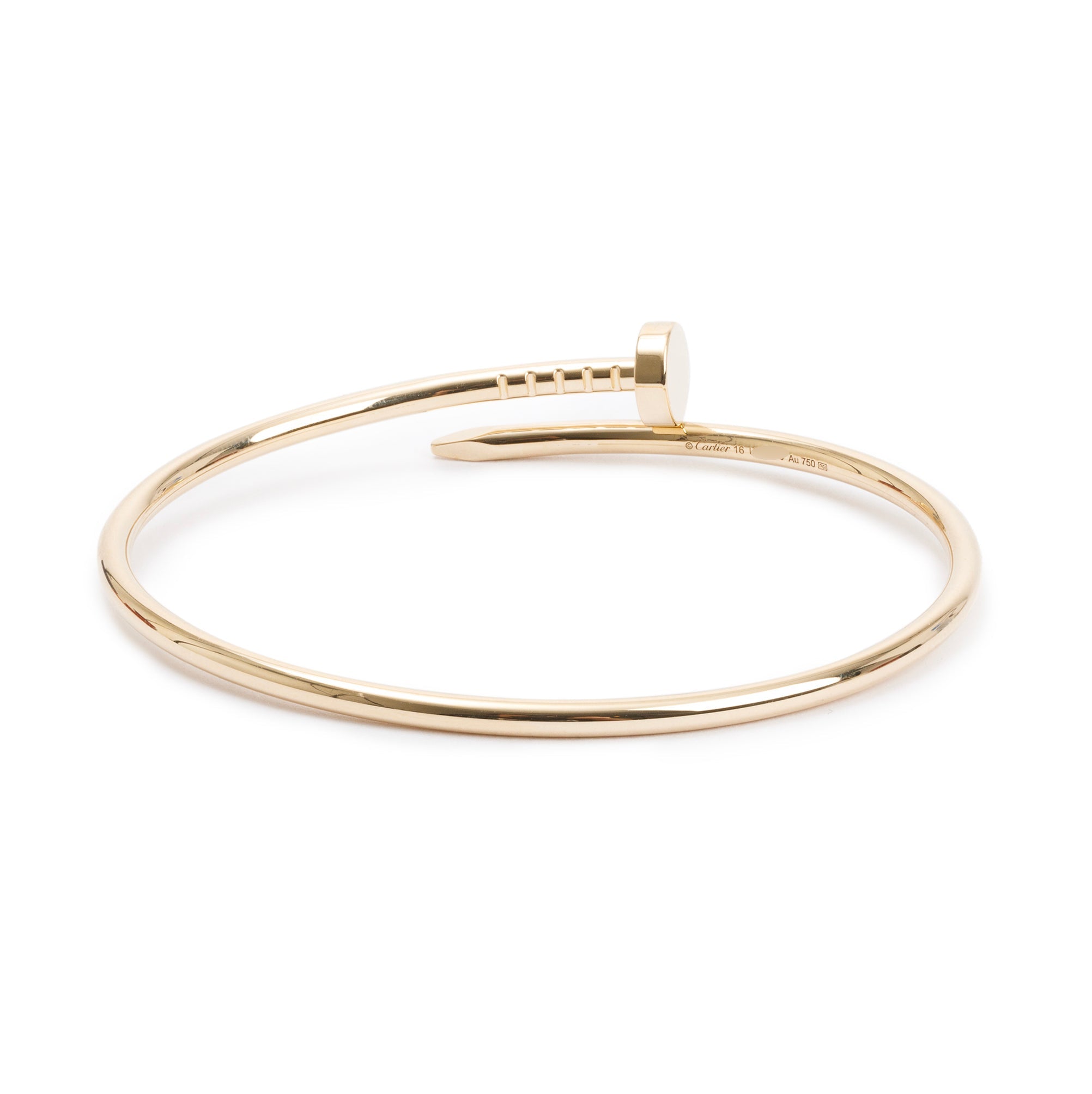 Cartier 18k Yellow Gold Juste Un Clou Bracelet, Small Model, Size 16 w/ Box, Certificate & Receipt