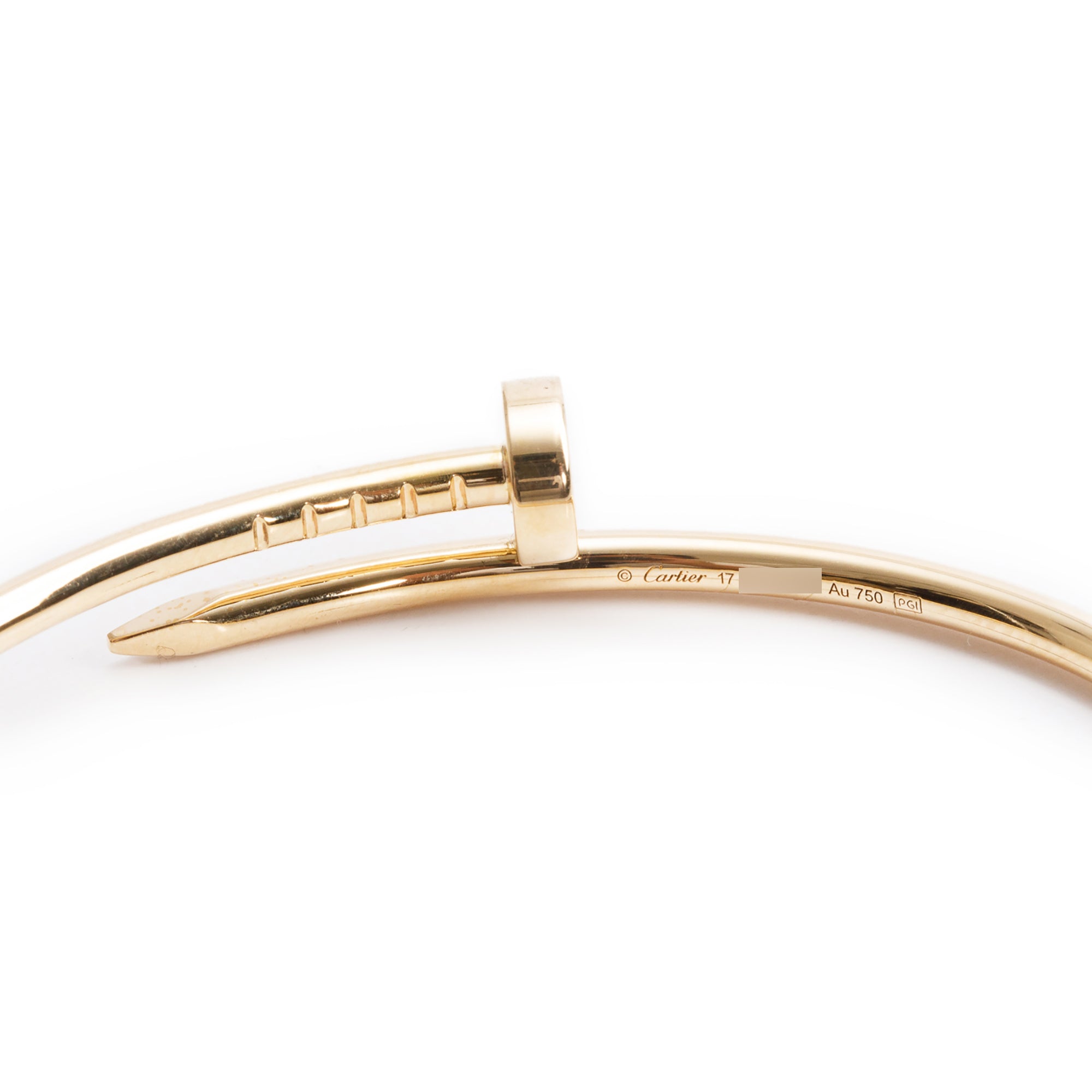 Cartier 18k Yellow Gold Juste Un Clou Bracelet, Small Model, Size 17 w/ Box & Certificate