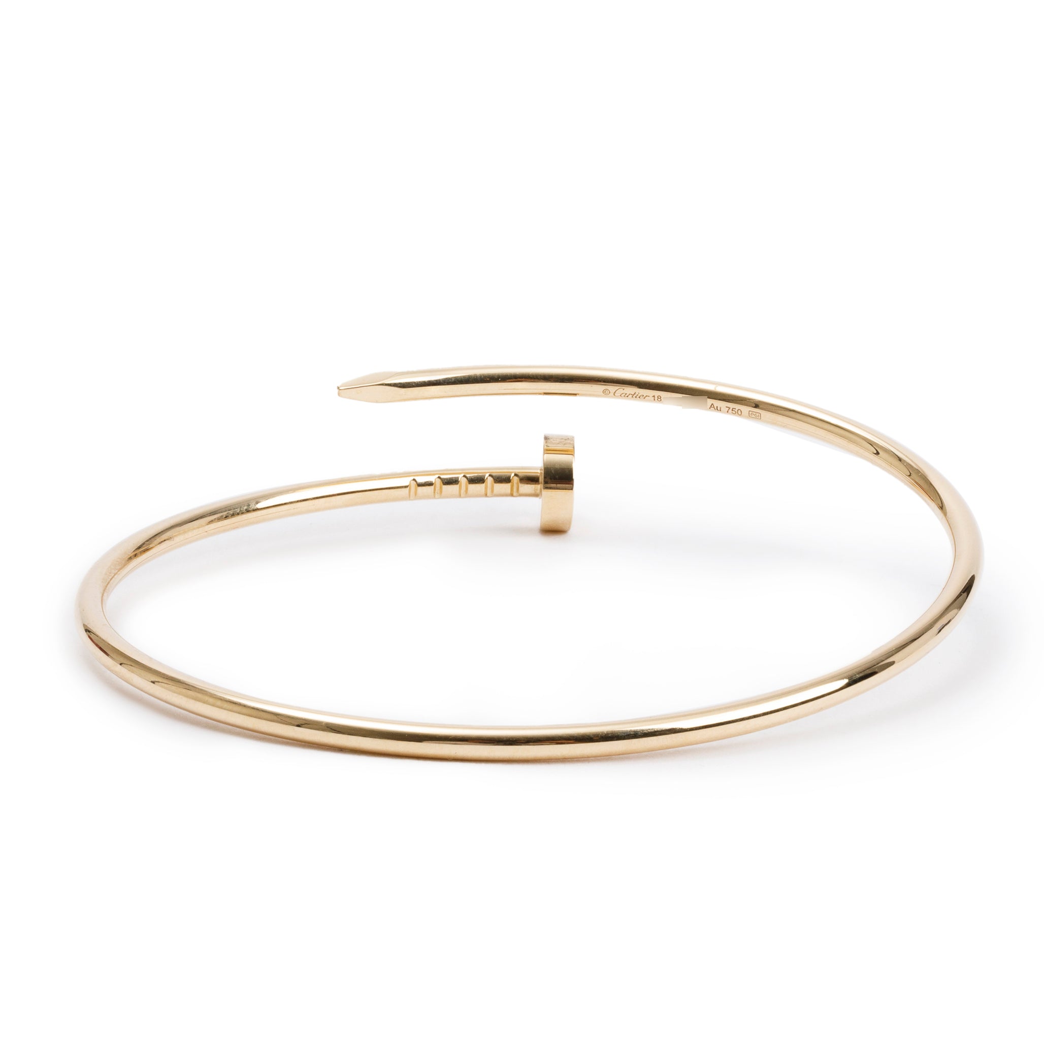 Cartier 18k Yellow Gold Juste Un Clou Bracelet, Small Model, Size 18 w/ Pouch, Certificate & Receipt