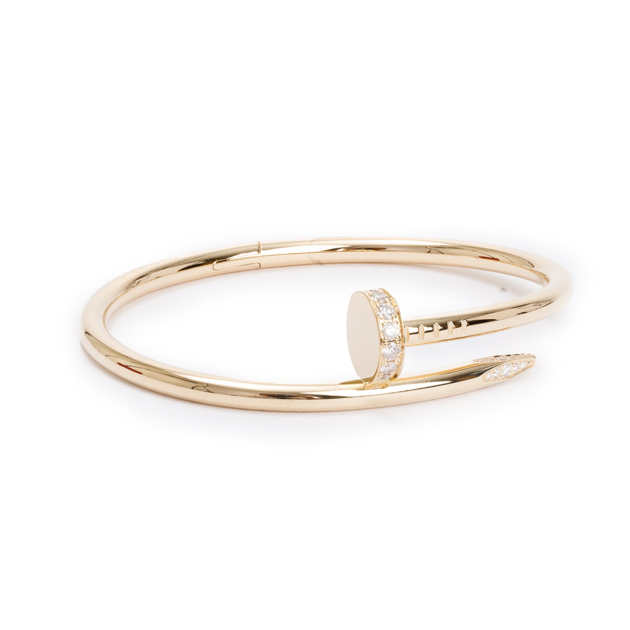 Cartier 18k Yellow Gold Juste Un Clou Diamond Bracelet, Size 16 w/ Box, Certificate & Receipt