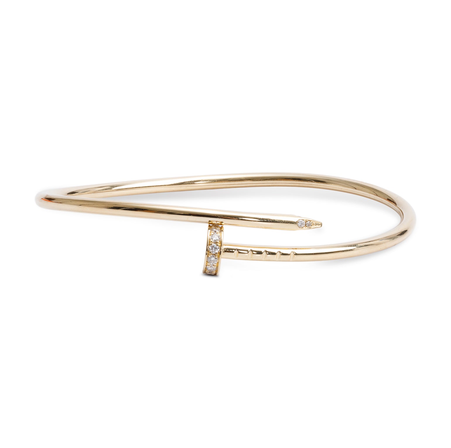 Cartier 18k Yellow Gold Juste Un Clou Diamond Bracelet, Small Model, Size 16