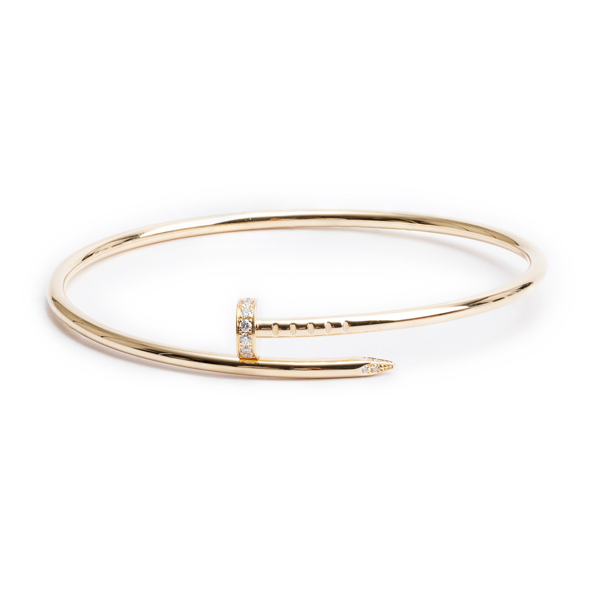 Cartier 18k Yellow Gold Juste Un Clou Diamond Bracelet, Small Model, Size 17 w/ Box & Certificate