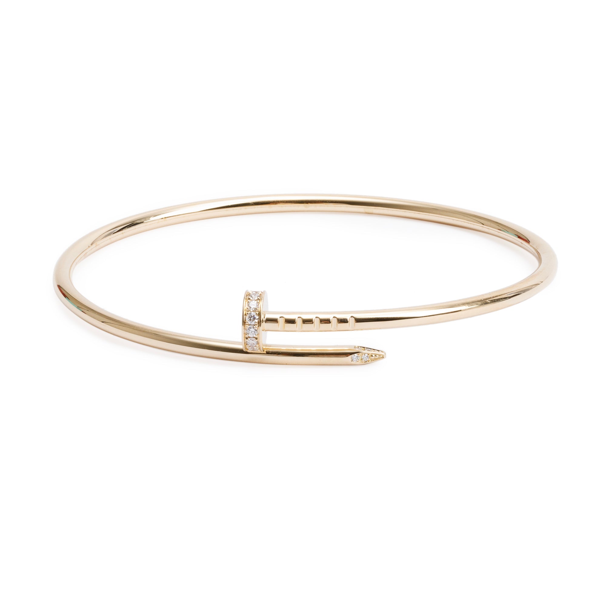 Cartier 18k Yellow Gold Juste Un Clou Diamond Bracelet, Small Model, Size 17