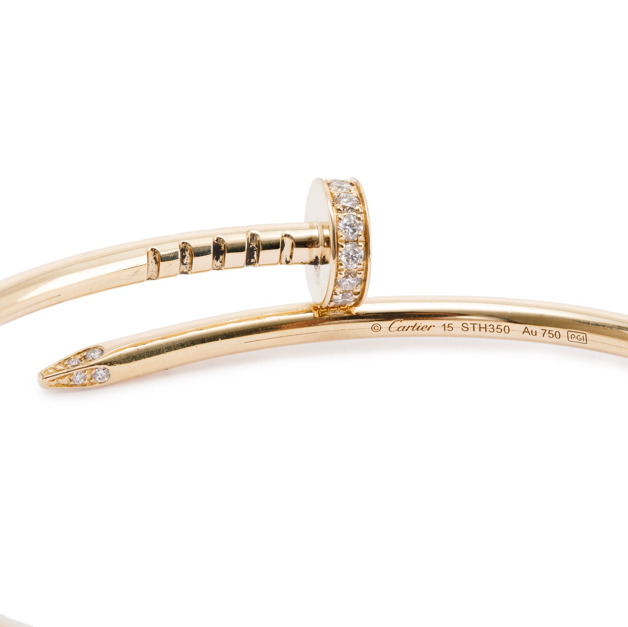 Cartier 18k Yellow Gold Juste Un Clou Diamond Bracelet, Small Model w/ Box & Receipt