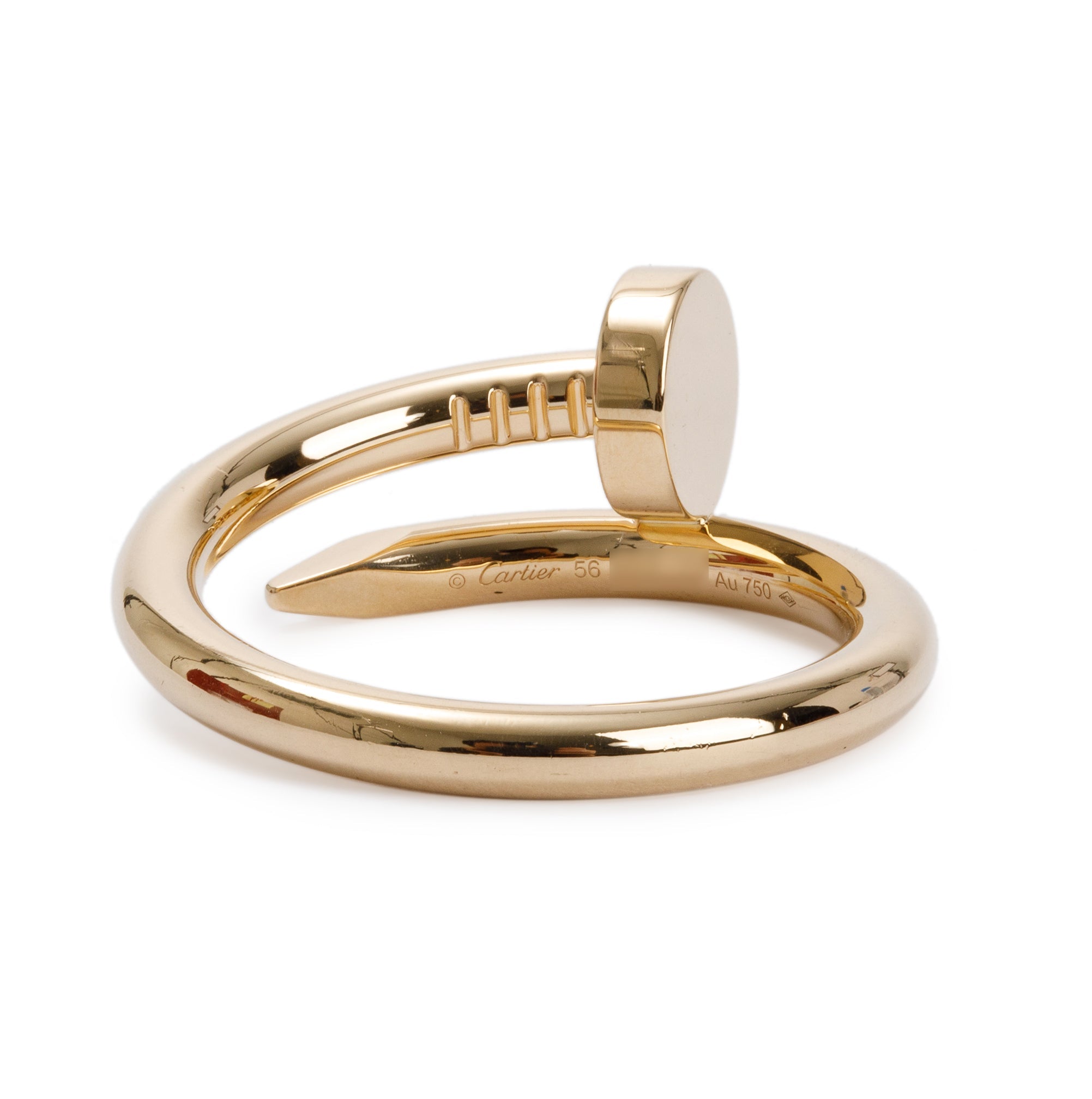 Cartier 18k Yellow Gold Juste Un Clou Ring, Size 56 7.5 w/ Box, Certificate & Receipt