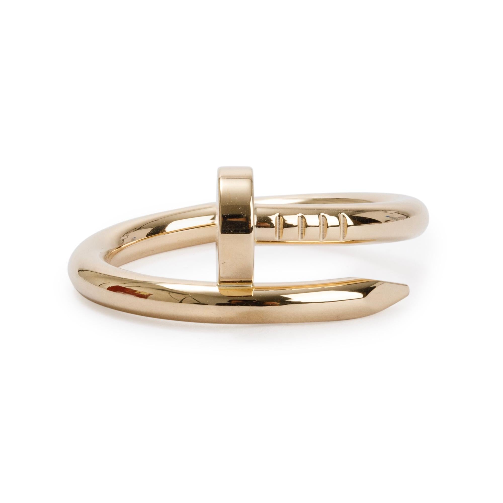 Cartier 18k Yellow Gold Juste Un Clou Ring, Size 56 7.5 w/ Box, Certificate & Receipt