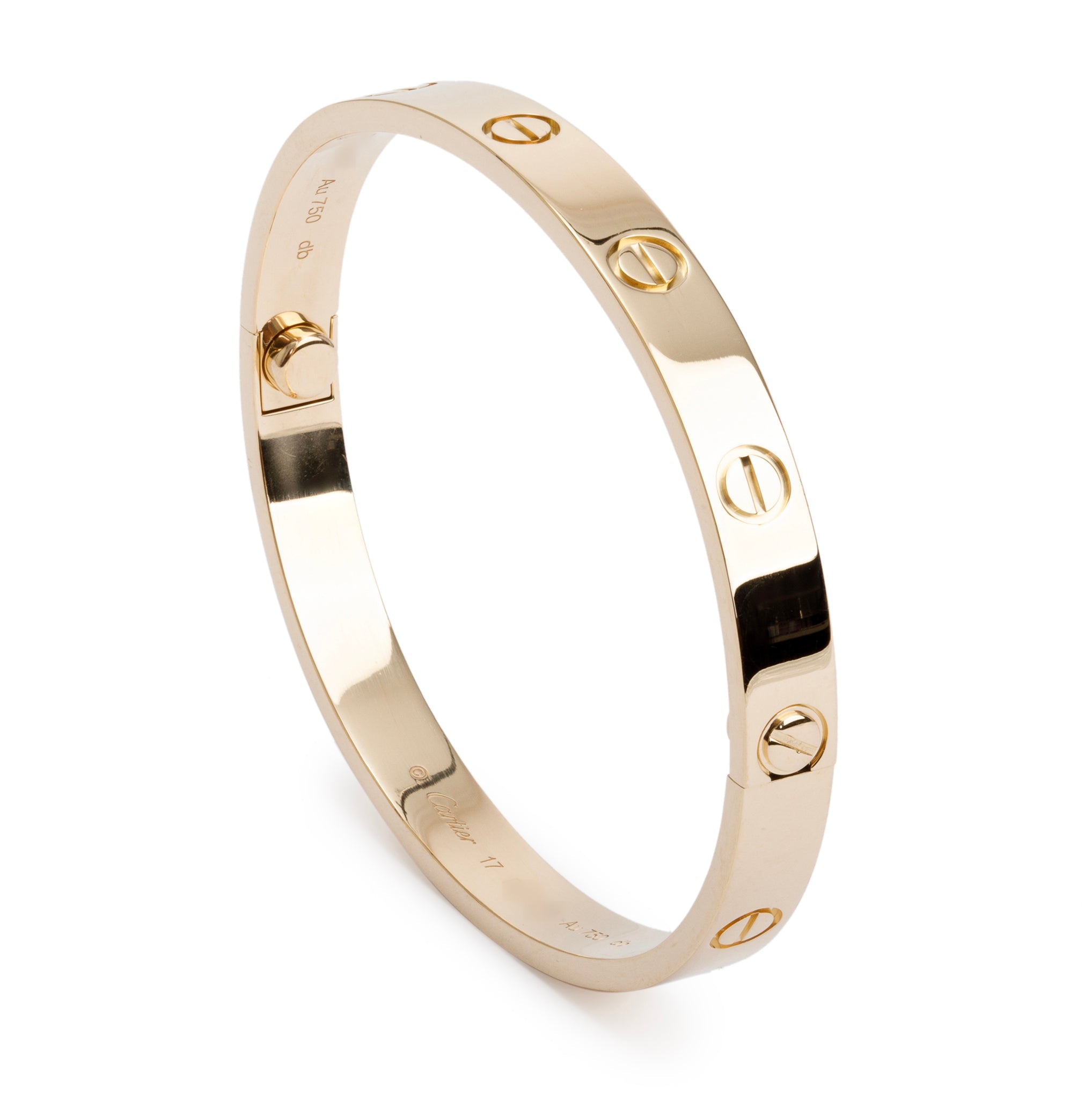 Cartier 18k Yellow Gold Love Bracelet, Size 17