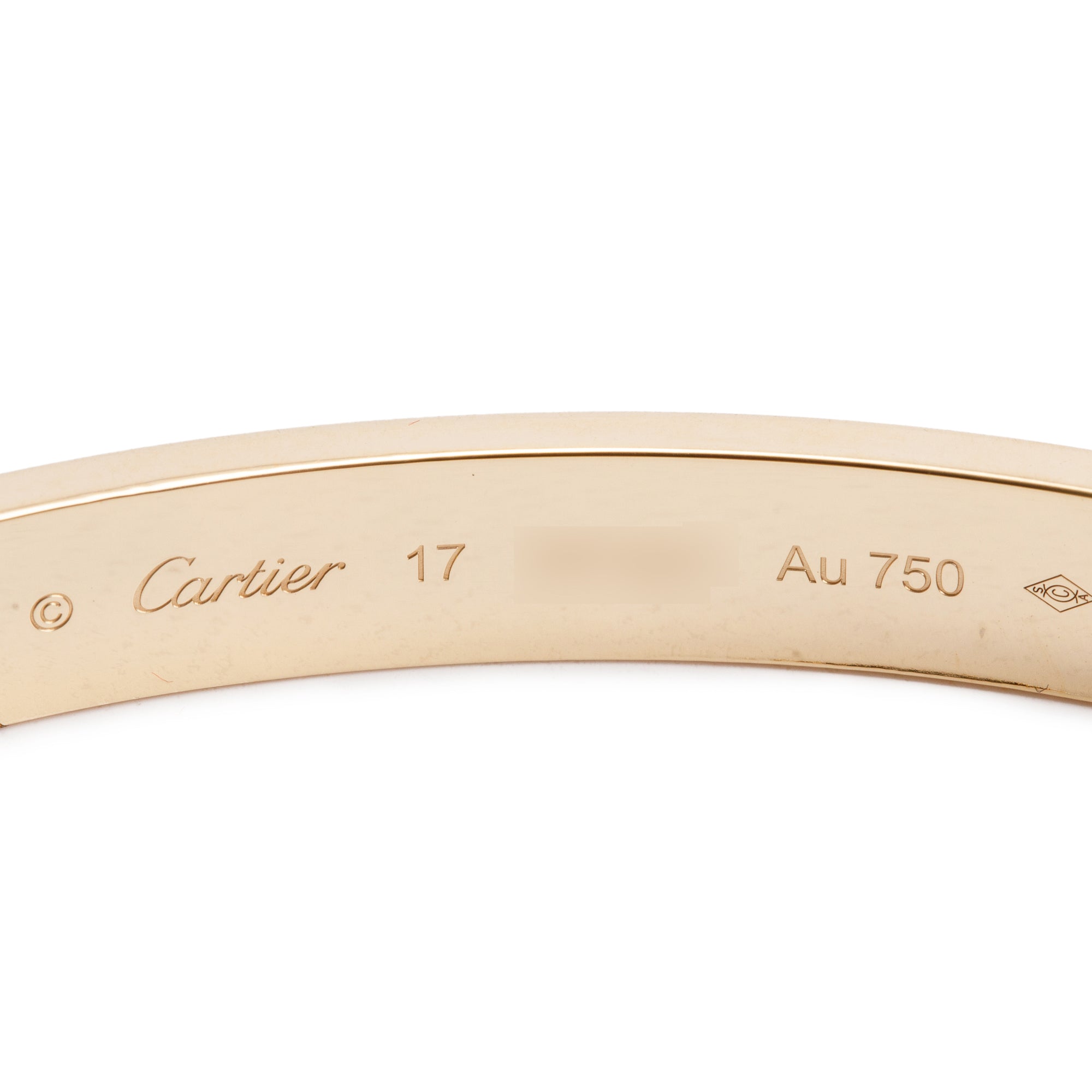 Cartier 18k Yellow Gold Love Bracelet, Size 17 w/ Box & Certificate