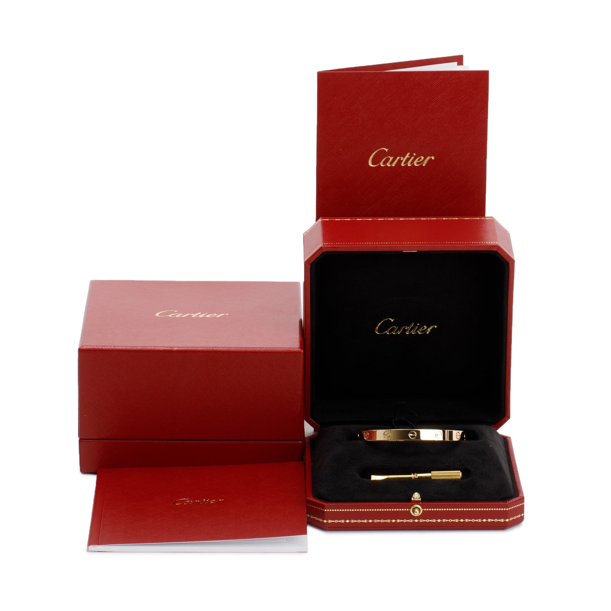 Cartier 18k Yellow Gold Love Bracelet, Size 17 w/ Box & Receipt
