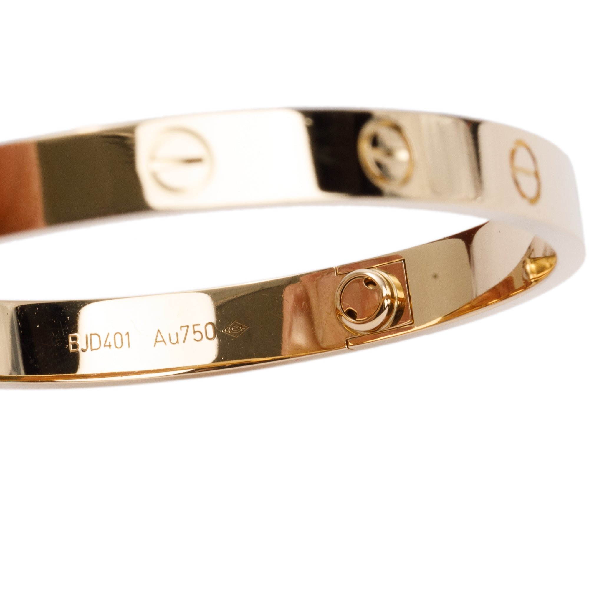 Cartier 18k Yellow Gold Love Bracelet, Size 17 w/ Box & Receipt